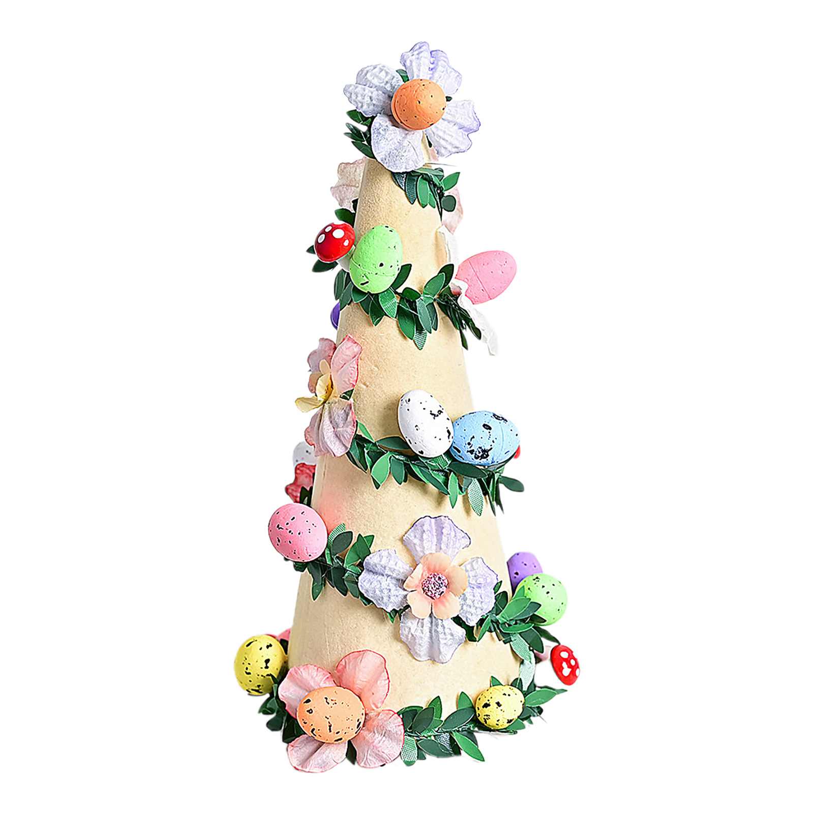 Beflockte, Kegelförmige Osterdekoration, Baumspitze, Osterei, Künstliche Blume Für Zuhause (ej0089f-beige (zubehörfarbe Zufällig Ausgewählt))