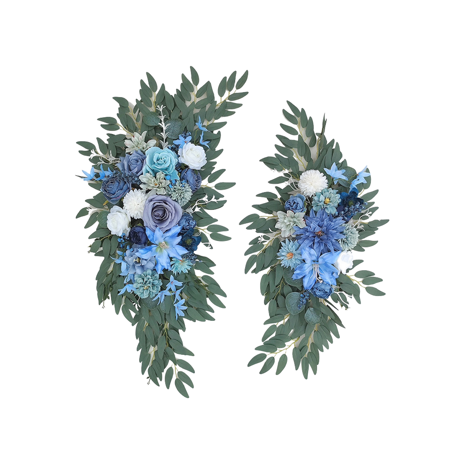 2 Künstliche Blumengirlanden Für Hochzeitsbögen, Hängende Deko-elemente Für Willkommensschilder Und Die Hochzeitsfeier (blau)