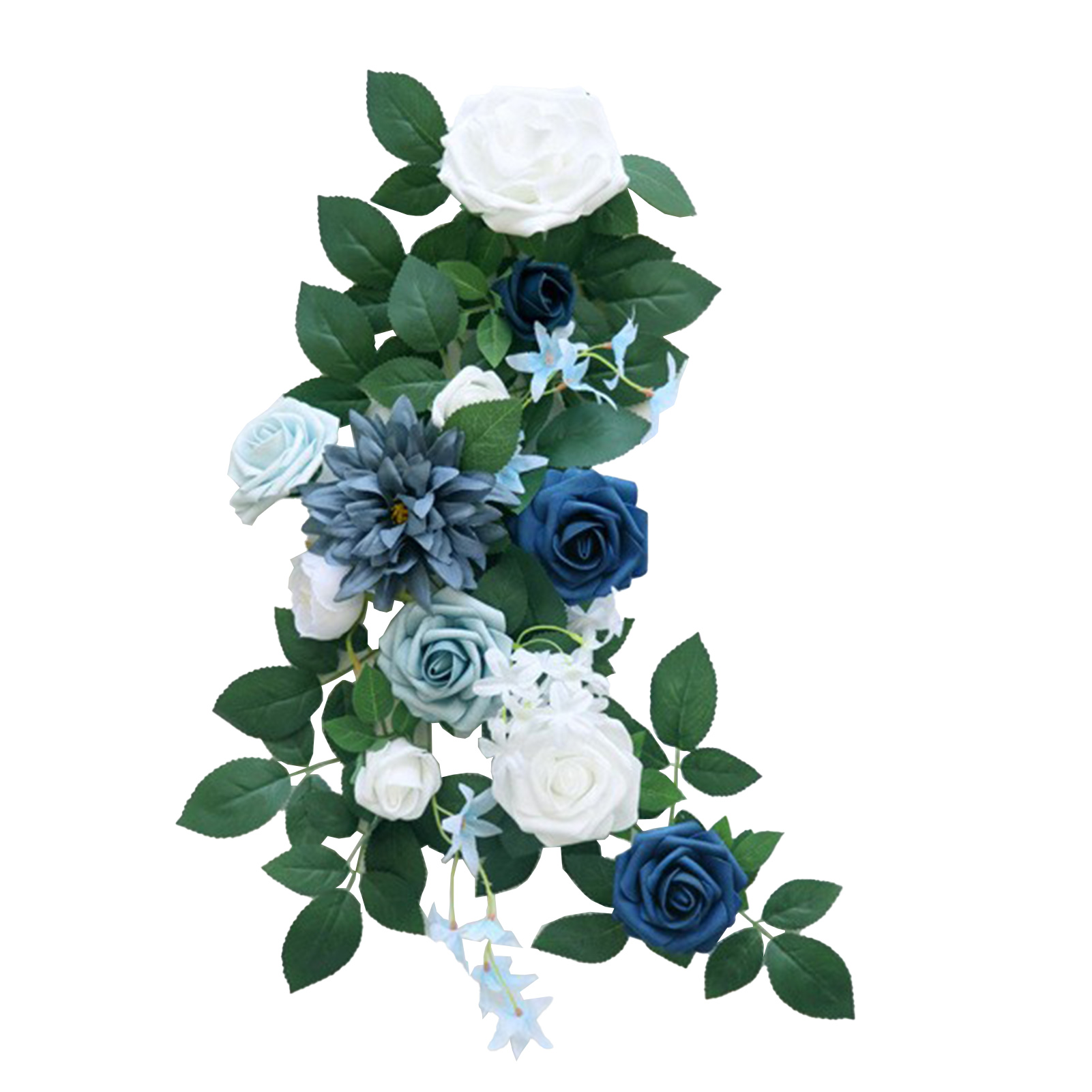 Künstlicher Blumenkranz Für Hochzeitszeremonie, Stuhllehnen, Künstliches Willkommensschild, Blumendekoration Für Gartenfeiern, Partys, Blau