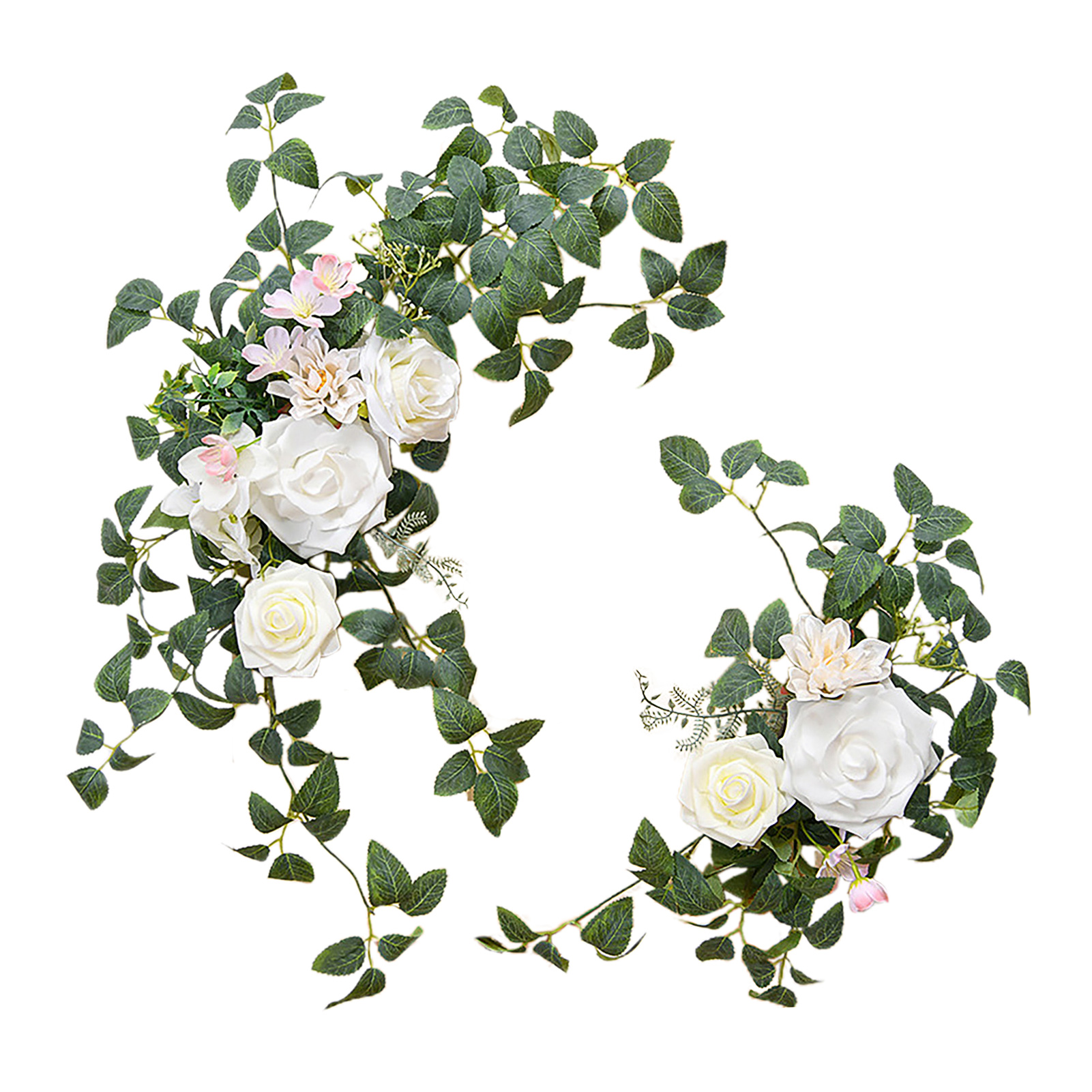 Hochzeitsdekorationsset Mit Künstlichen Rosen Und Pfingstrosen Zur Begrüßung Der Gäste, Hochzeitsbögen Und Türstürzen (weiß).