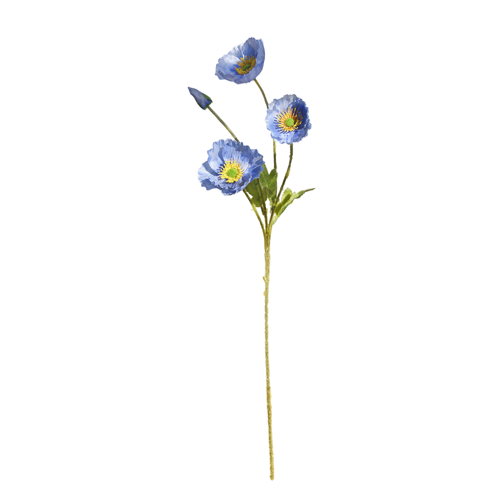 Künstliche, Beflockte Blume Mit 4 Köpfen, Blau, Ideal Zur Dekoration Ihres Wohnzimmers.