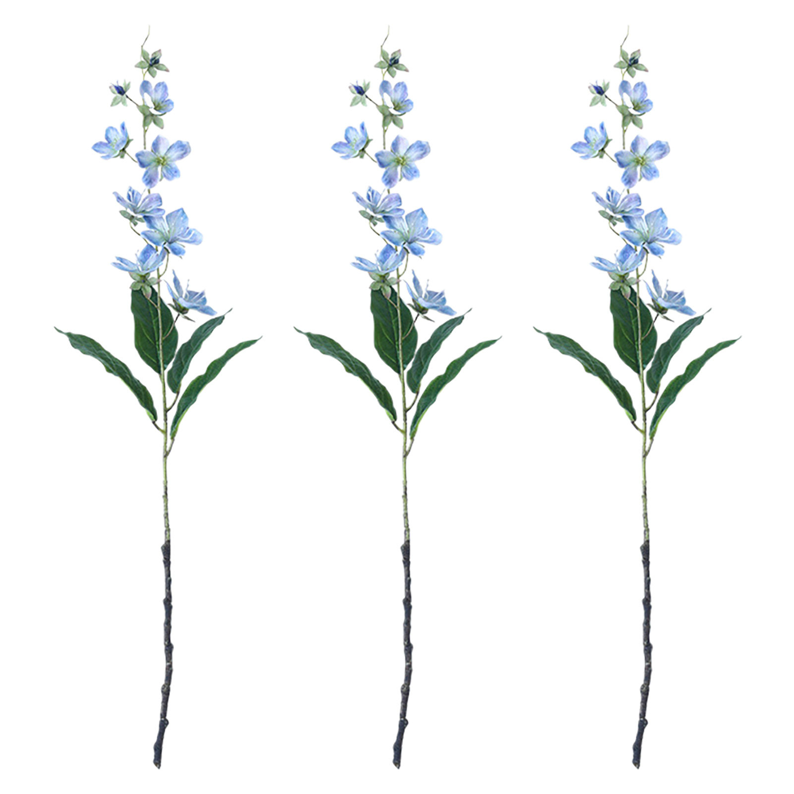 3 Künstliche Blüten Mit Langem Stiel, Nordische Optik, Für Wohnzimmer, Hotel, Hochzeiten, Bonsai-arrangements, Blau