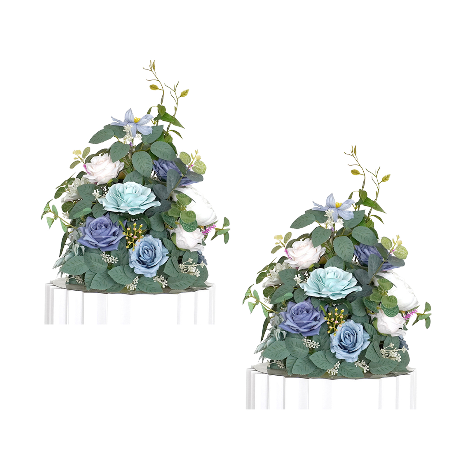Strauß Aus 2 Künstlichen Seidenblumen Mit Schaumstoffbasis Für Hochzeitsdekoration, Blau 2