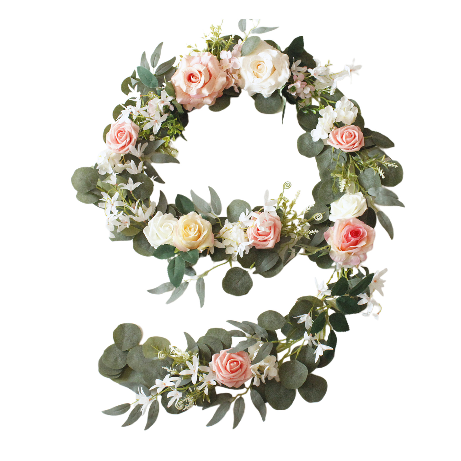 Künstliche Rattangirlande, Künstliche Eukalyptusblätter, Hängende Kunstblumen Für Hochzeitsbögen, Heimdekoration, 2 M, Rosa