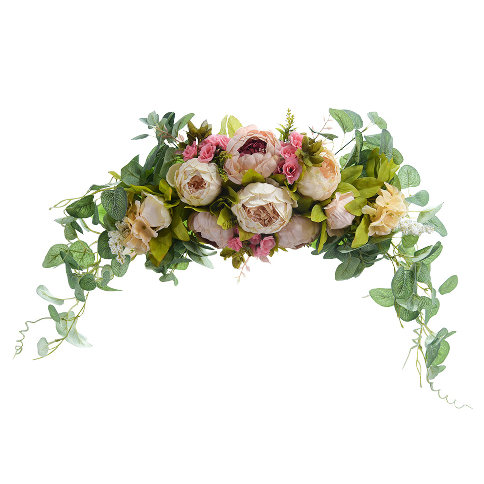 Couronne De Pivoines Artificielles Couleur Champagne Pour Linteau De Porte / Longueur Totale 61 Cm, Longueur De La Partie Florale 32 Cm, Largeur 20 Cm, Hauteur 10 Cm / (projektion Umfasst, 42308, 270)