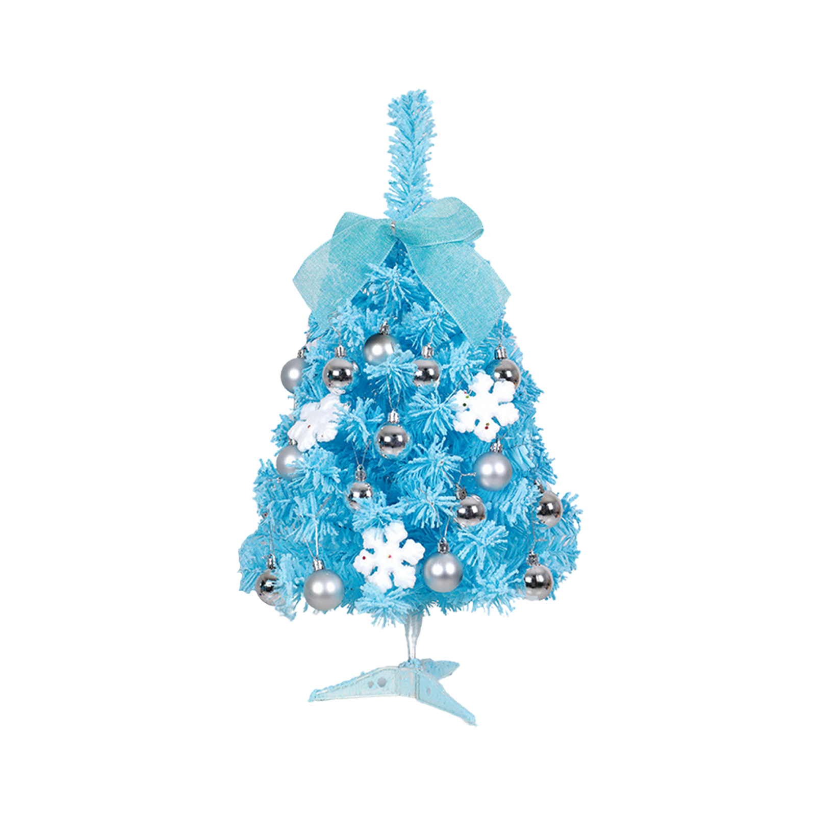 Miniatur-weihnachtsbaum Aus Beflocktem Kunststoff Mit Beleuchtung, 60 Cm (23,6 Zoll), Tischdekoration Für Die Weihnachtszeit Zu Hause (blau).