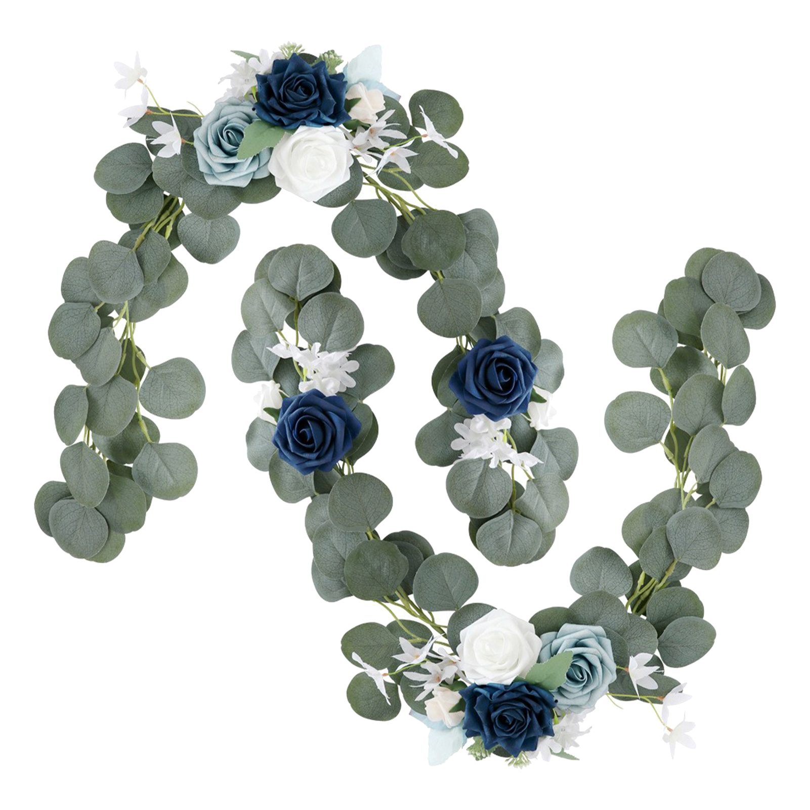 Set Mit 2 Floralen Dekorationen (nebelblau) Für Stuhllehnen Im Europäischen Stil, Blumengirlande Für Hochzeitsschilder, Hochzeitskulissen, Künstliche Blumenkunst