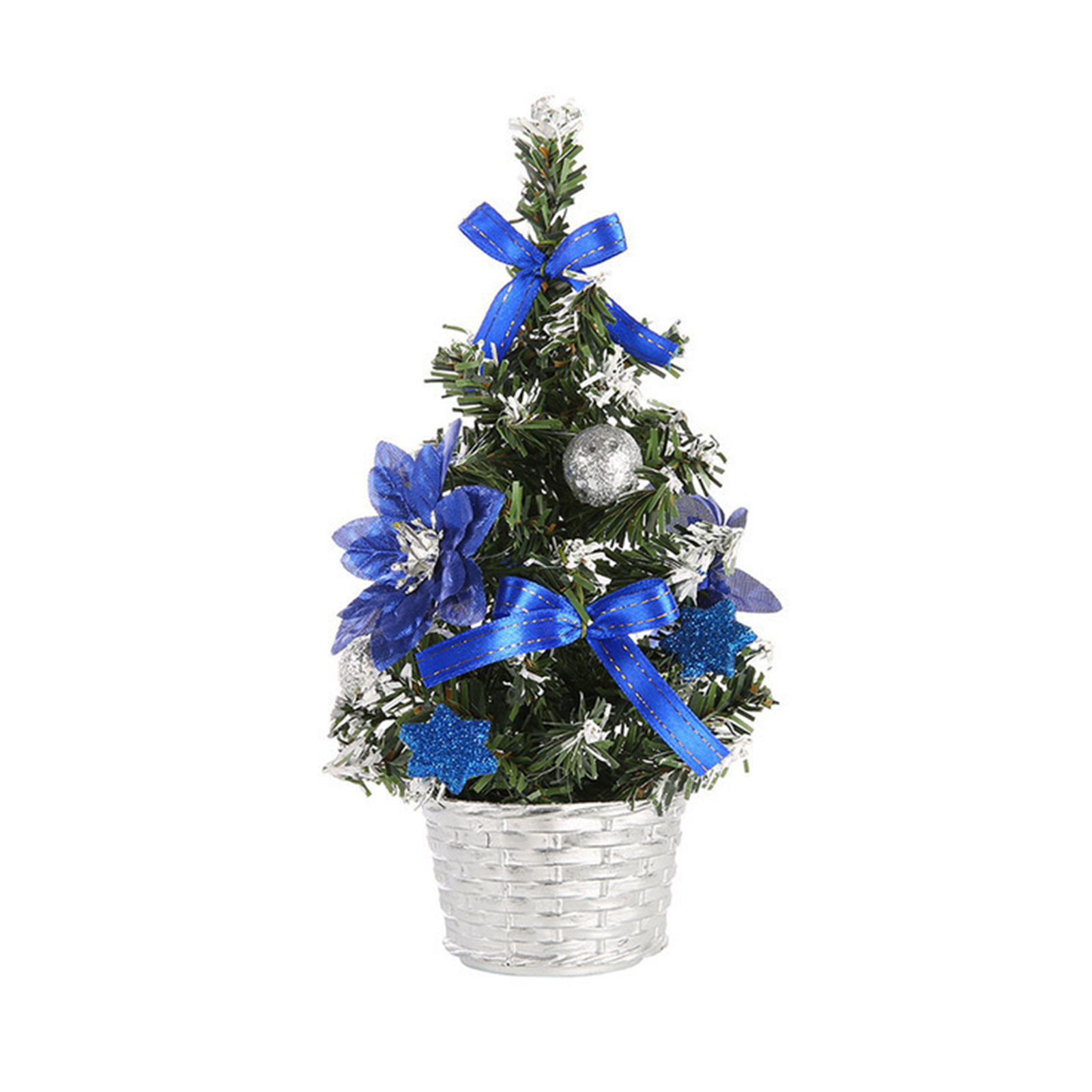 Künstlicher Tischweihnachtsbaum Mit Dekoration, Blau, Für Drinnen Und Draußen, 20 X 12 X 12 Cm