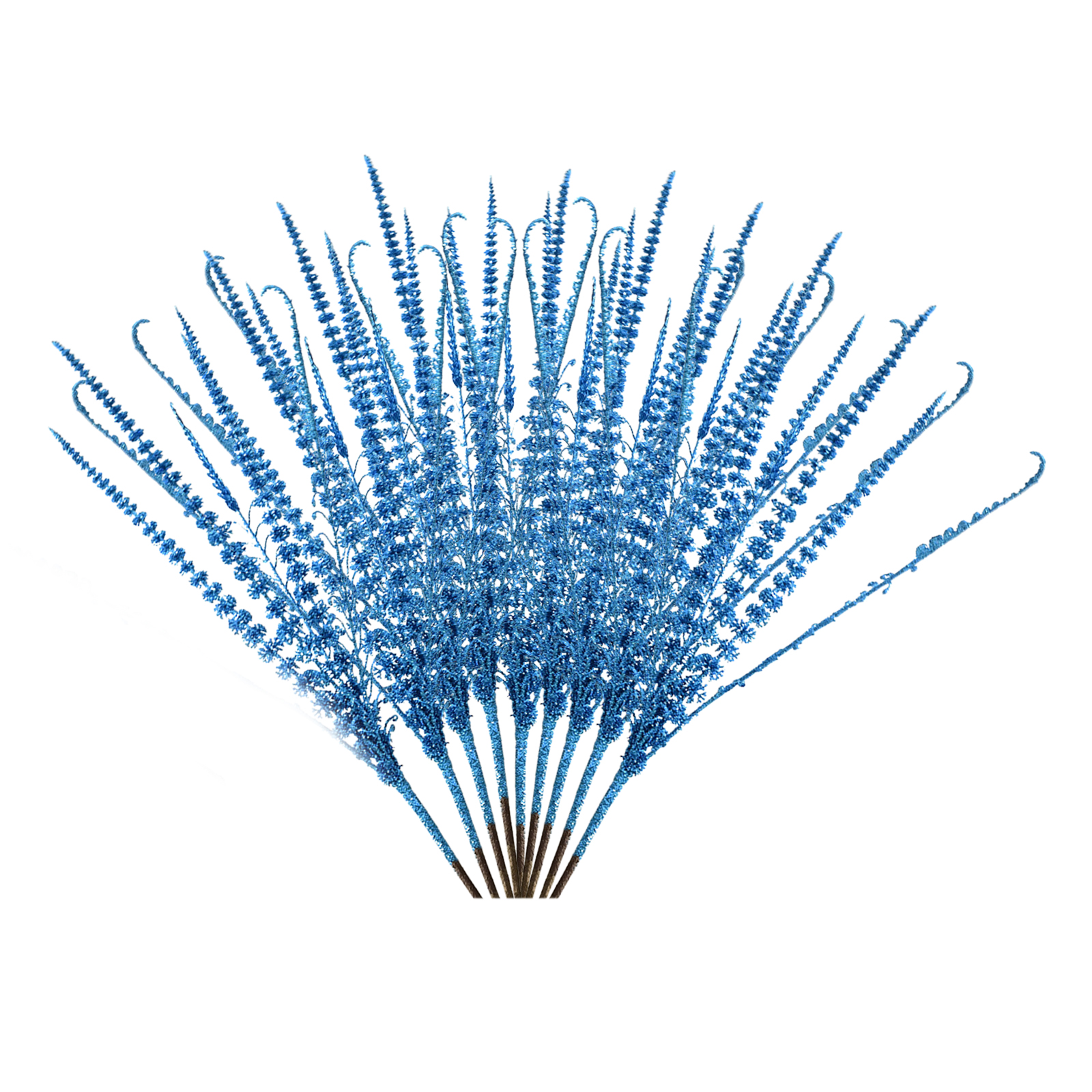 Weihnachtsdekorationen - Blau: Blätter Aus Goldpuder, Künstliche Blumen, Rohrkolben, Tannenzapfen.
