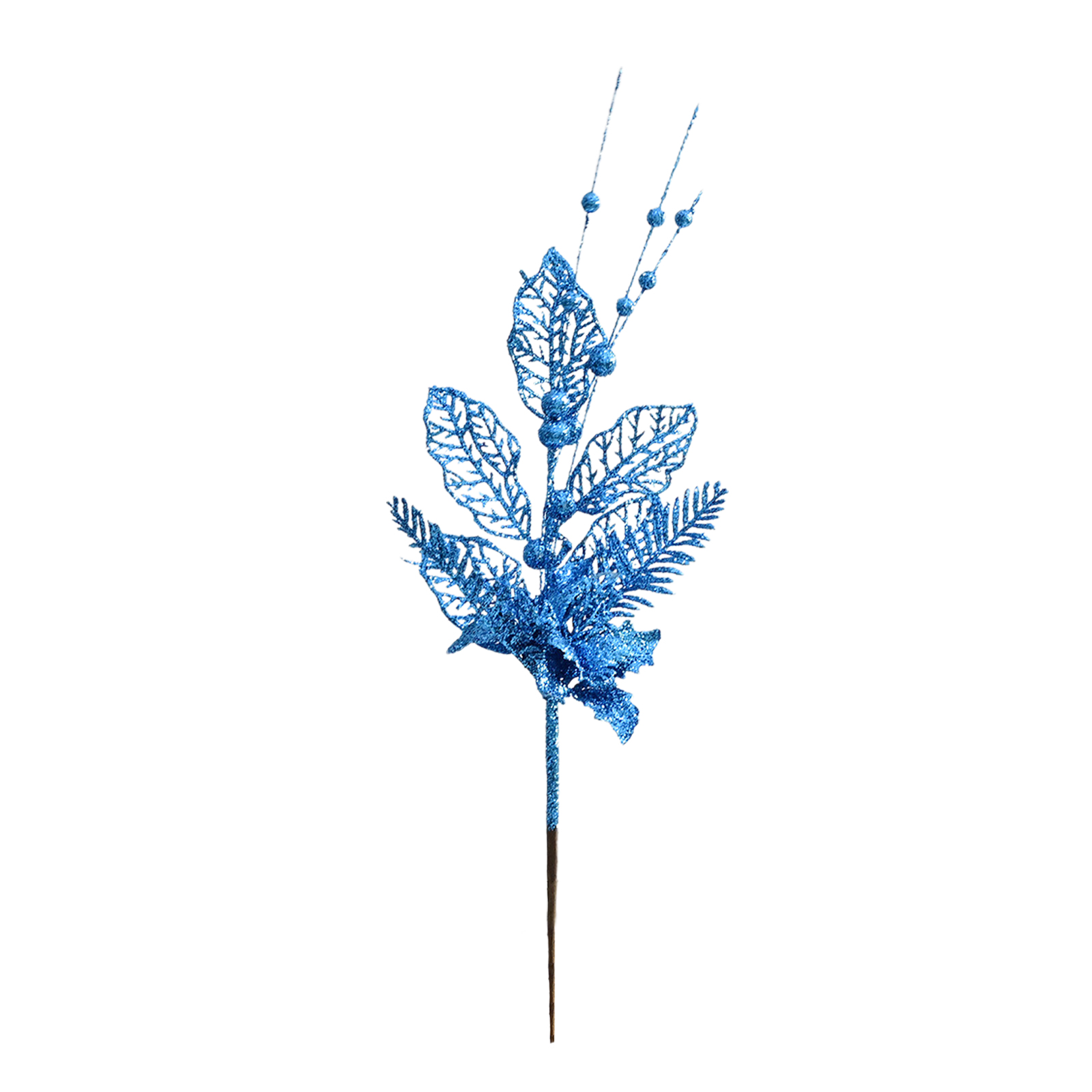 Multifunktionaler, 42 Cm Langer Blauer Weihnachtsblumenstiel, Funkelnder Künstlicher Weihnachtsschmuck Für Hochzeiten, Partys Und Firmenveranstaltungen