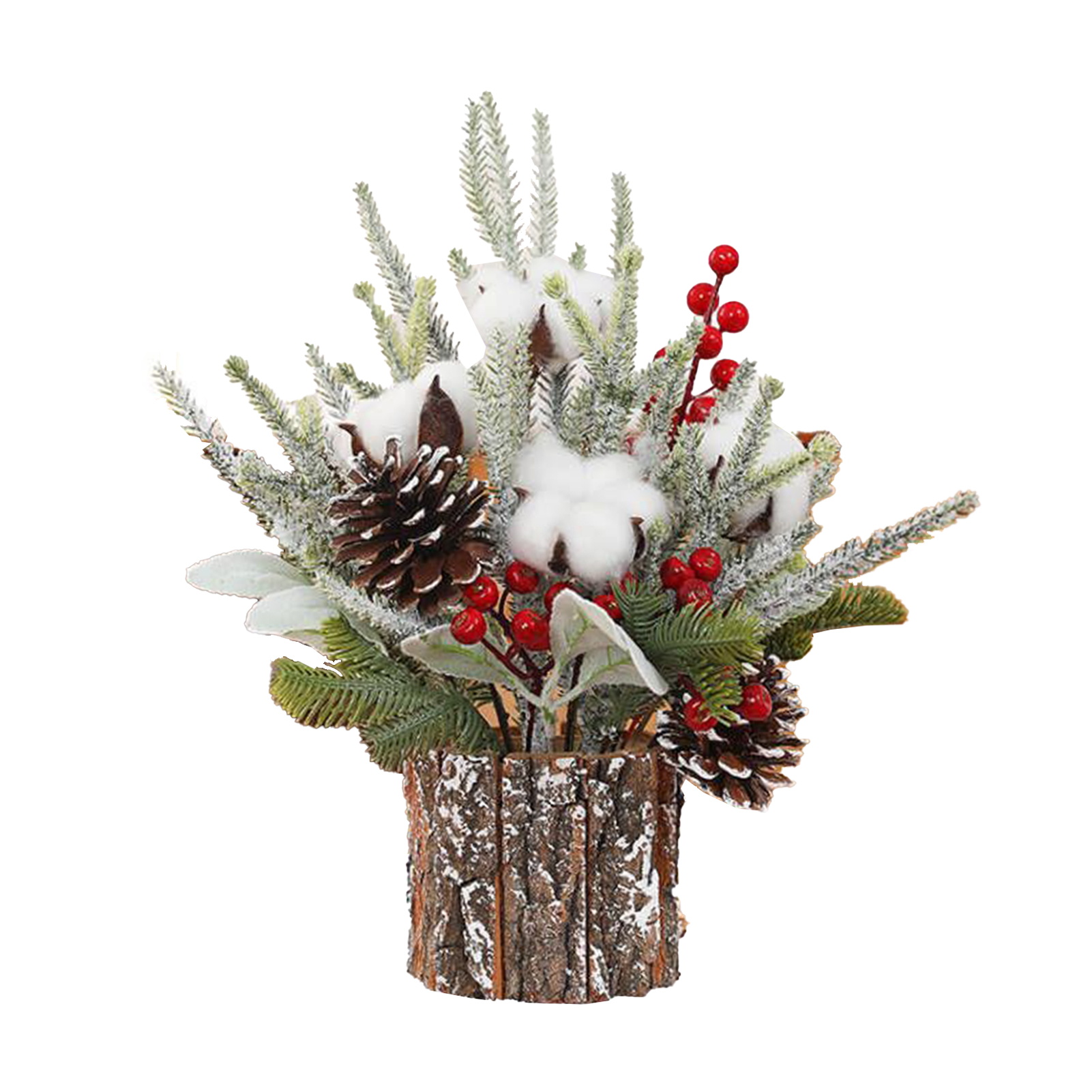Mini-tischweihnachtsbaum, Kleine Künstliche Weihnachtstopfpflanze Mit Baumwollstielen Für Zuhause, Für Weihnachtsfeiern, Tischdekoration Aus Rinde
