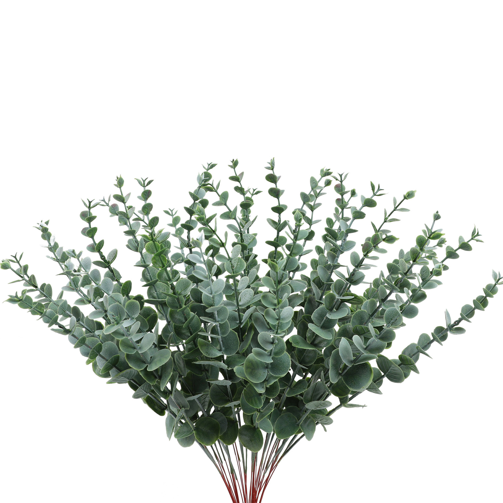 24 Künstliche Grünpflanzen, Florales Arrangement Aus Einzelnen Eukalyptusblättern, Künstliche Blumendekoration Für Den Innenbereich (weißer Stiel - Einzelner Eukalyptus 0165)