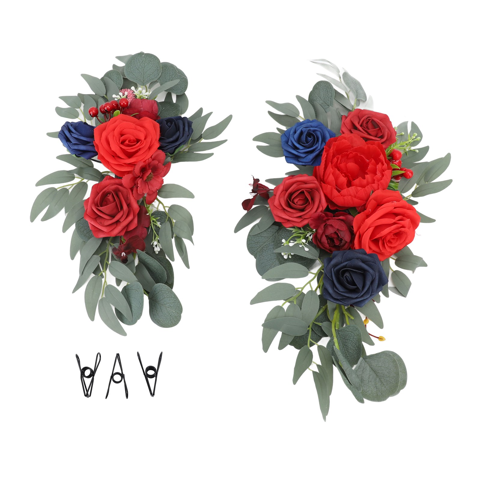 Set Mit 2 Künstlichen Blumen Für Den Hochzeitsbogen, Realistische Nachbildung, Edle Und Unveränderliche Blumendekoration, Für Den Innen- Und Außenbereich, Dunkelrot.