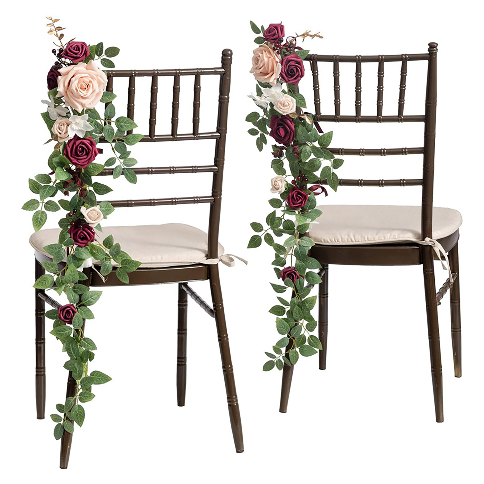 Blumenschmuck Für Die Trauung, Stuhldekoration, Blumenschmuck Für Den Traugang, Bankdekoration, Dunkelrot