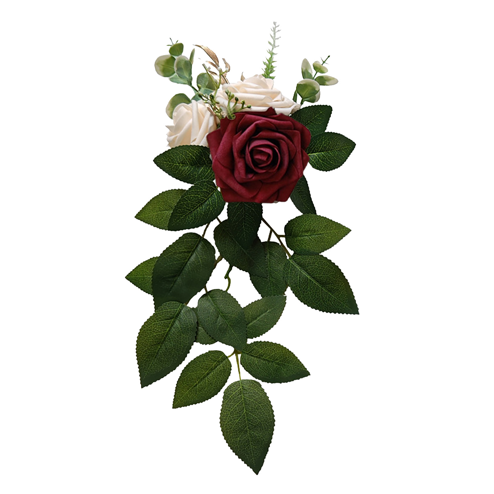 Realistische Und Wiederverwendbare Künstliche Blumen Für Stuhllehnen, Blumenschmuck Für Den Traugang, Dunkelrot, Für Den Innen- Und Außenbereich.