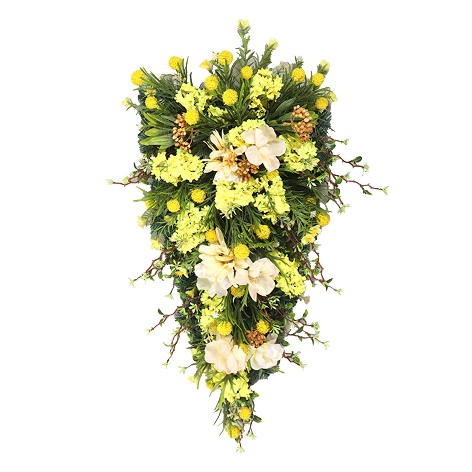 (eingeschweißt) 55 Cm Künstliche Frühlingsblume Zum Aufhängen, Innendekoration, Wandbehang, Tulpe, Türdekoration, Blumenkranz, Künstliche Blumen (gelb)