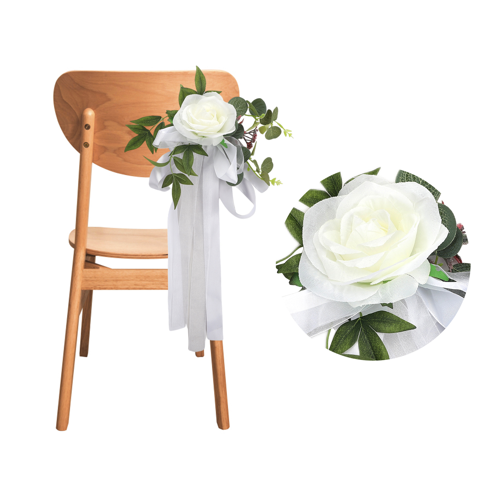 Set Mit 2 Künstlichen Gelben Blumen Für Stuhllehnen, Ideal Für Eine Hochzeit Oder Ein Bankett.