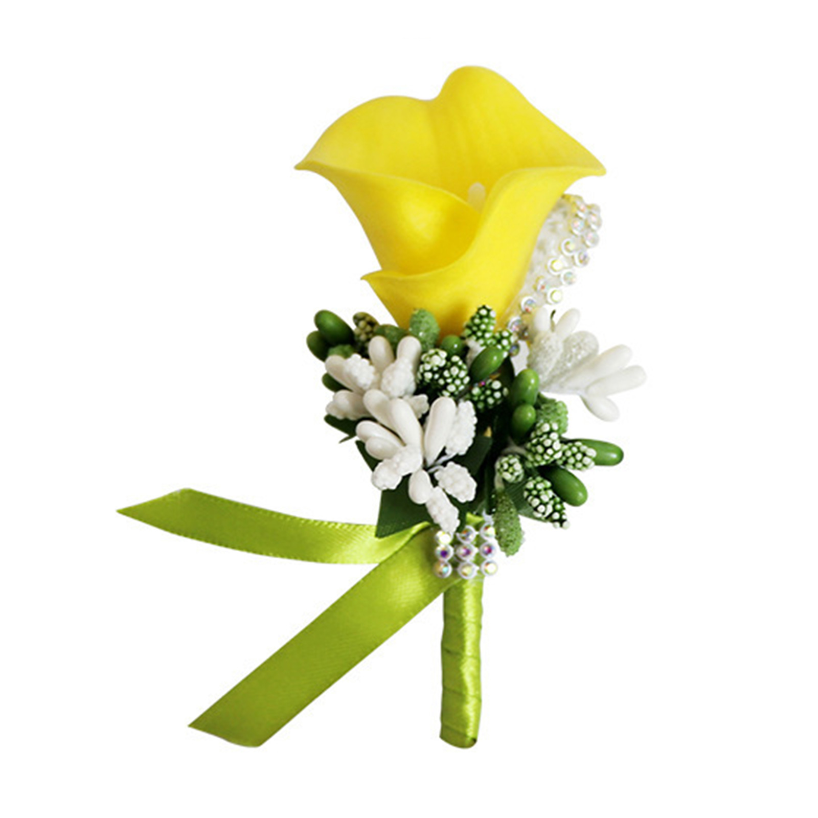 Realistische Künstliche Calla-boutonniere Mit Calla-blumen Für Bräutigam, Braut Und Hochzeitsgesellschaft, Gelb