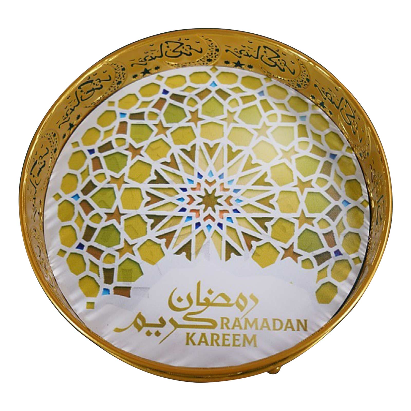 Eid-kuchenteller, Ramadan-dekorationsteller [rund, Gold, Rk-größe]