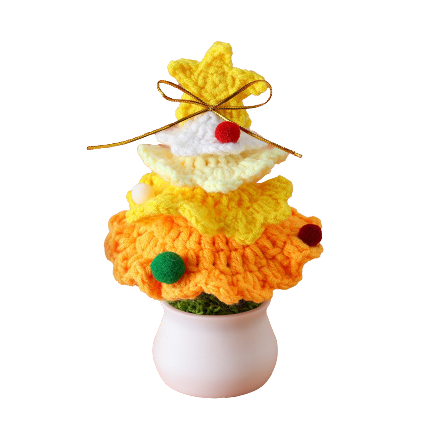 Gestrickter Mini-weihnachtsbaum, Gehäkelter Weihnachtsbaum-bonsai, Gelb, Für Die Dekoration Von Geschäften Und Zuhause