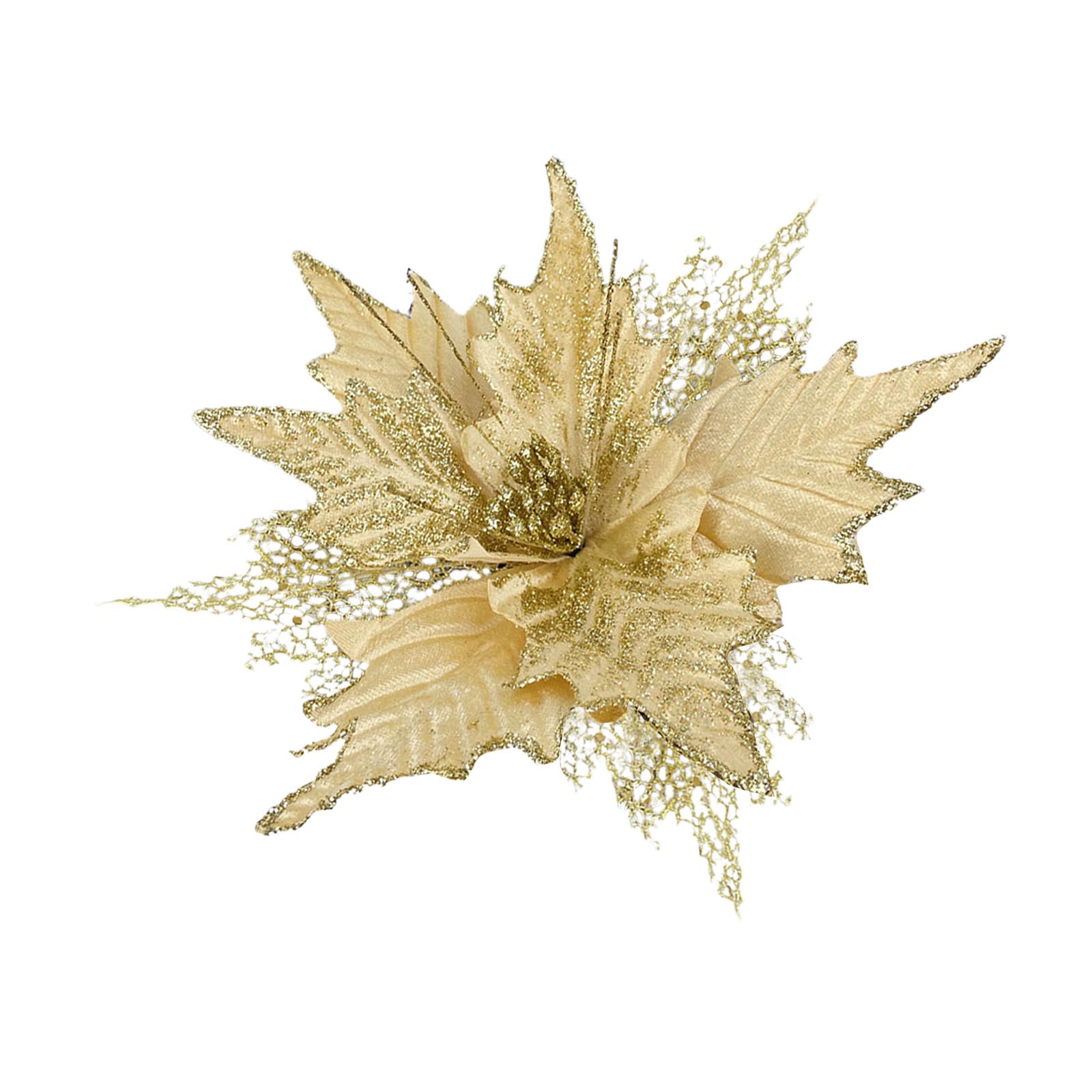 Künstliche Weihnachtssternblume Mit Glitzer, 25 Cm, Gelb