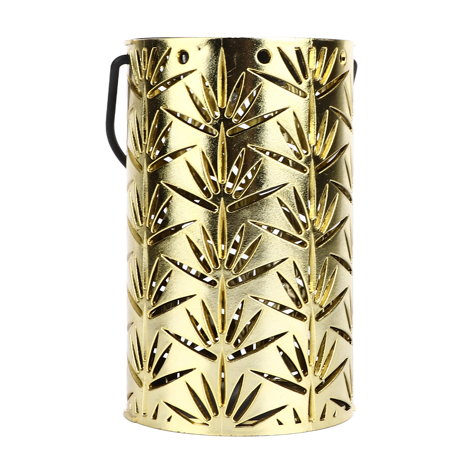 Hängende Led-laterne Mit Durchbrochenem Blattmuster, Tragbare Goldene Kaminlampe Zur Dekoration Von Haus Und Garten.