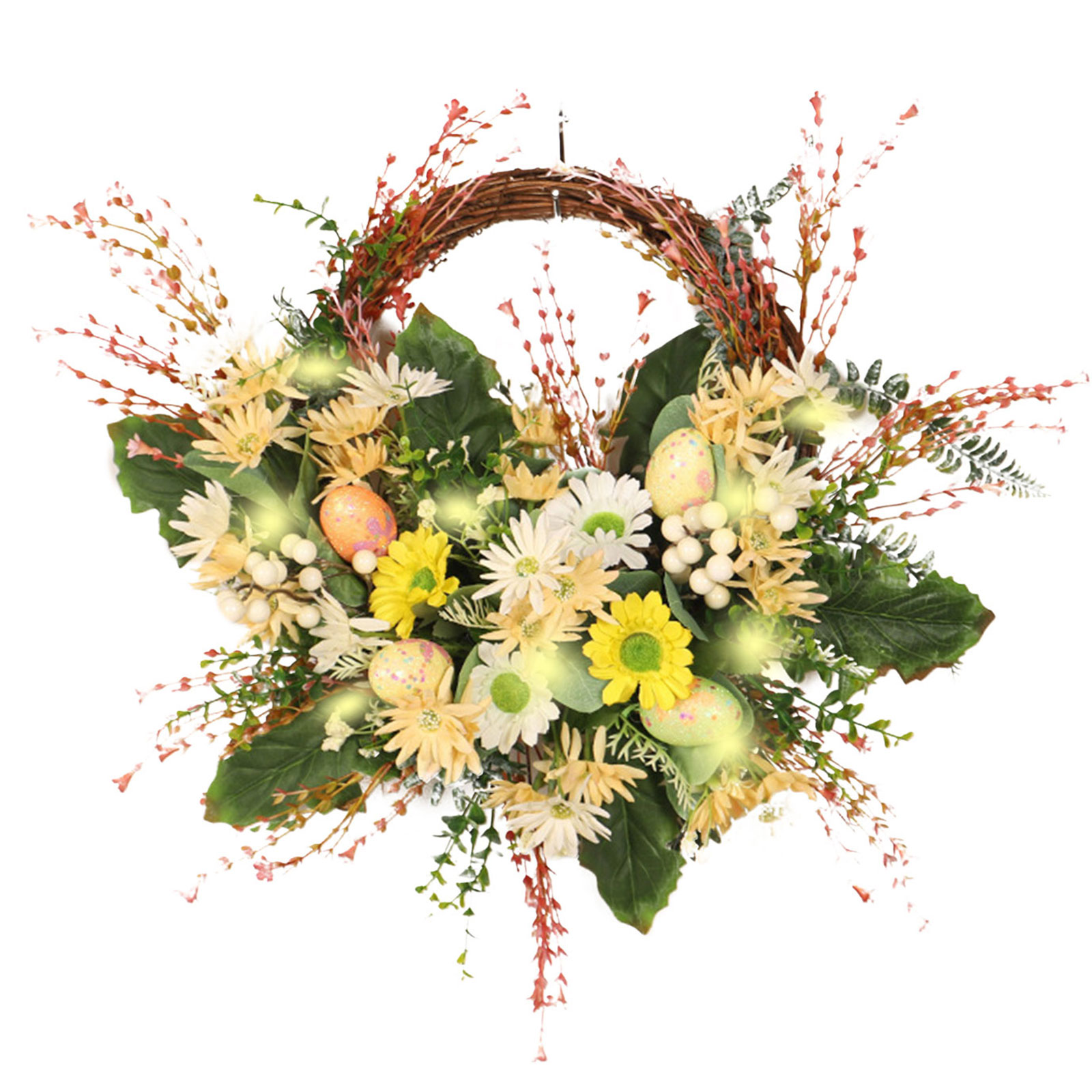 Halber Kranz Aus Künstlichen Wildchrysanthemen, Osterdekoration Für Die Haustür.