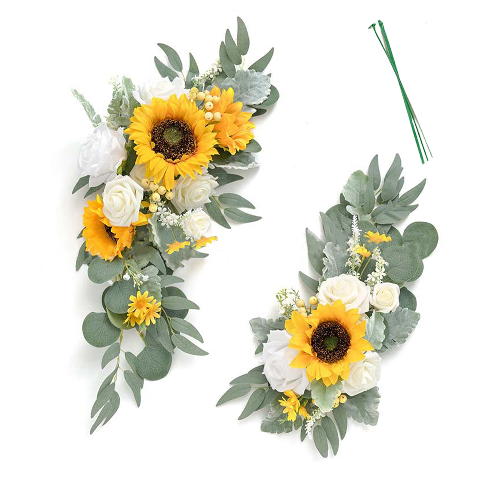 2 Girlanden Aus Künstlichen Gelben Blumen Für Den Begrüßungsbogen Bei Der Hochzeit, Blumendekoration, Hintergrund Für Den Empfang