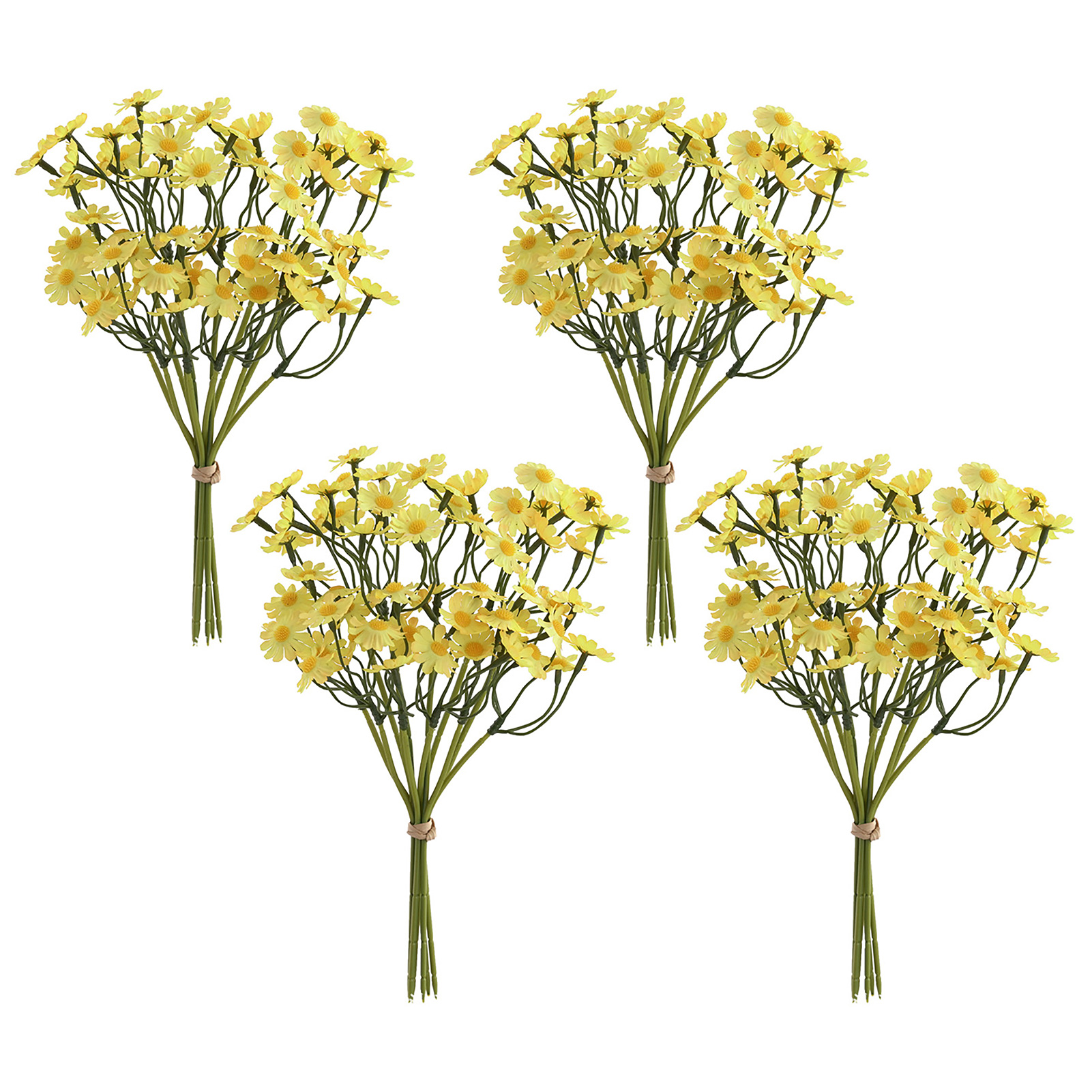 Set Mit 4 Künstlichen Gänseblümchen, Künstlichen Wildblumen Mit Stielen, Gelb, Zur Dekoration Ihres Gartens Oder Hauses.