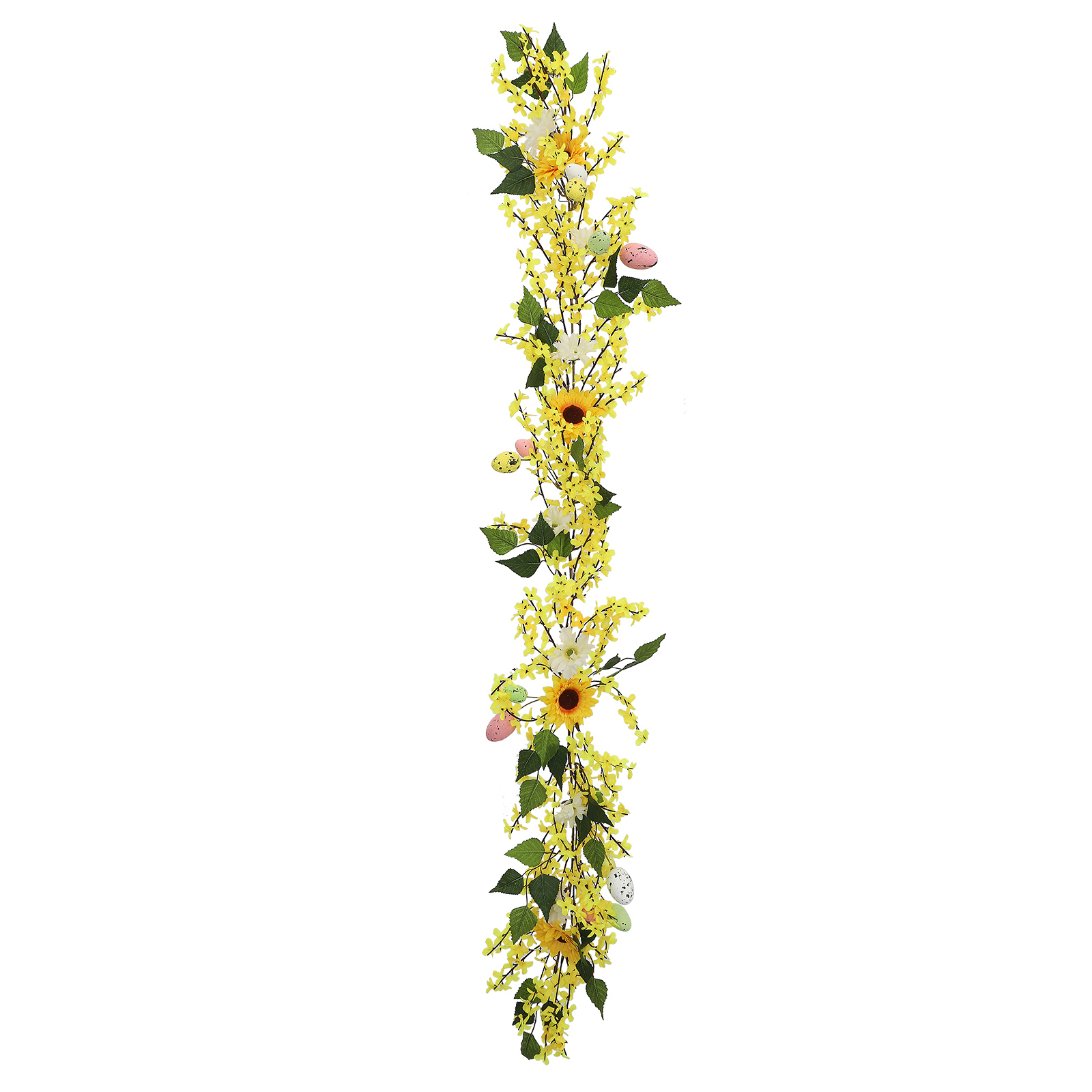 Künstliche Ostergirlande, 1,5 M Lang, Mit Künstlichen Sonnenblumen, Frühlingsranken Und Ostereiern, Für Drinnen Und Draußen