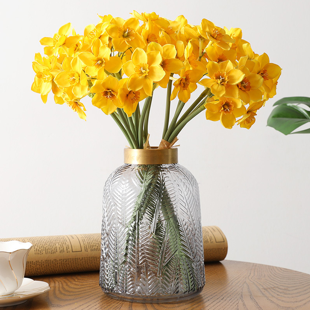 [yue Xinghui] Künstliche Narzissen Im Strauß Mit 6 Stielen, Narzissen, Heimdekorationsornamente, Künstliche Blumen, Goldener Lotus, Gelb.