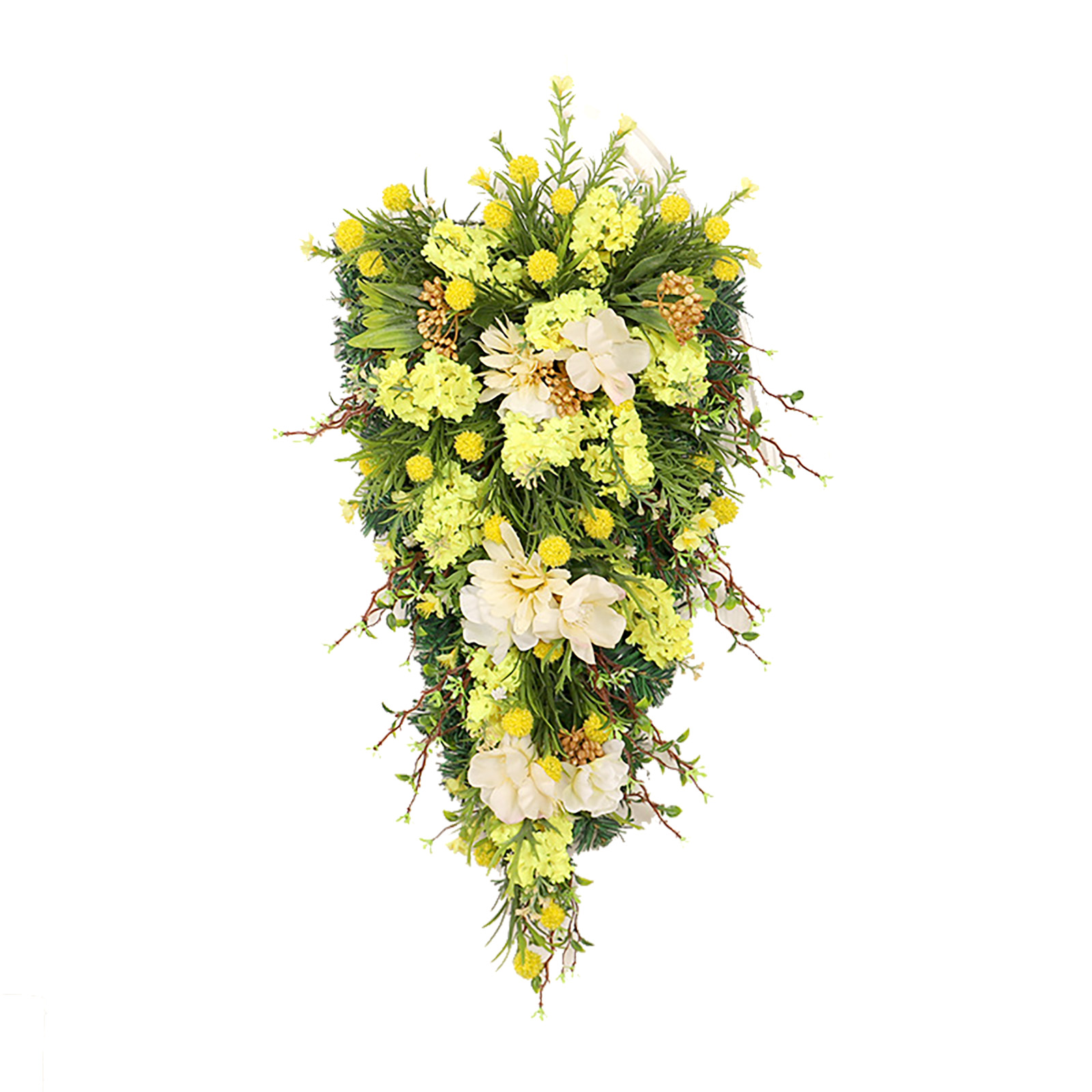 Künstlicher Frühlings- Und Sommer-tropfen-girlanden-hänge-kranz Aus Künstlichen Blumen, Gelb, Für Haustür, Veranda, Wand Oder Fenster