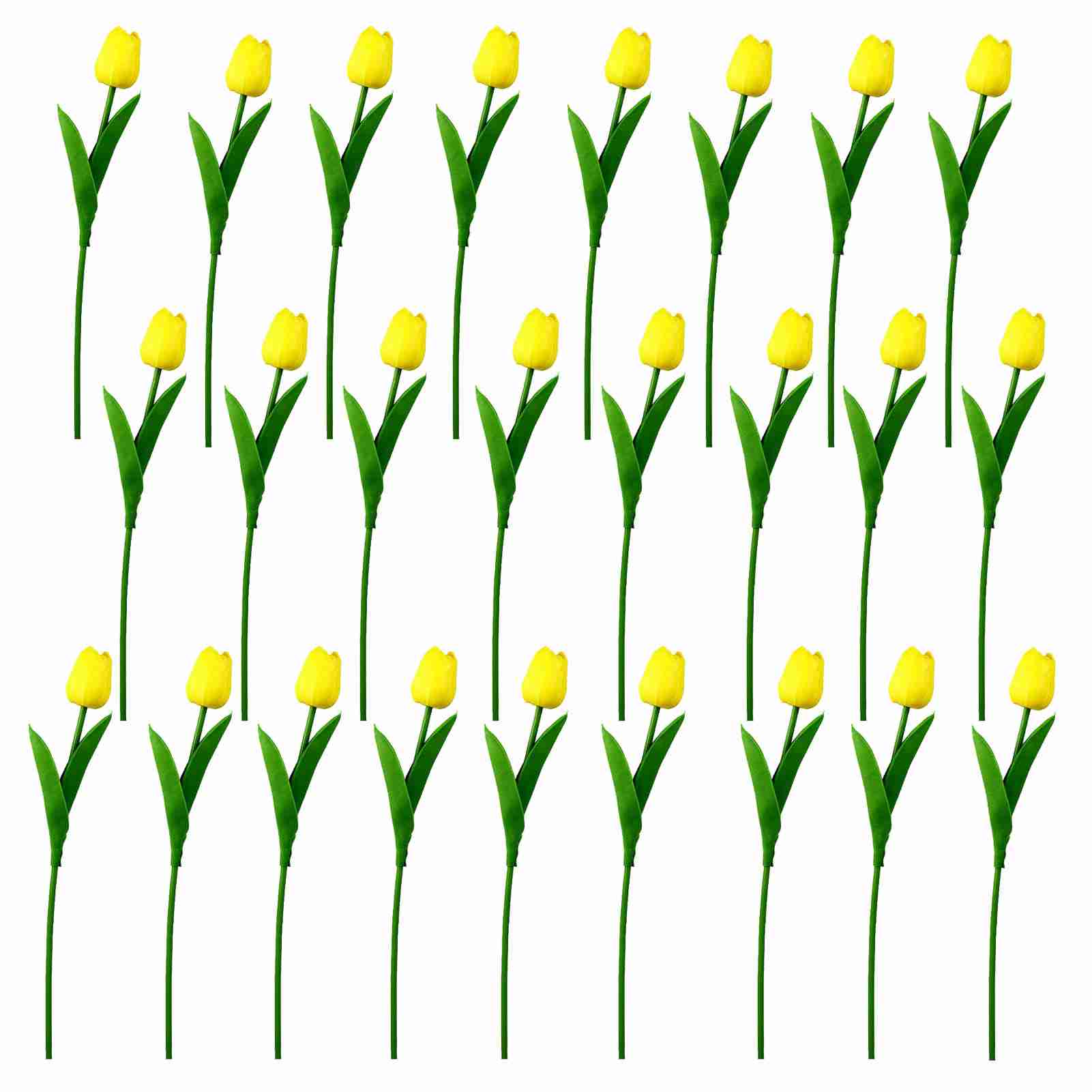 Set Mit 25 Künstlichen Gelben Plastiktulpen, Ideal Zur Dekoration Von Hochzeiten, Wohnungen Und Hotels.