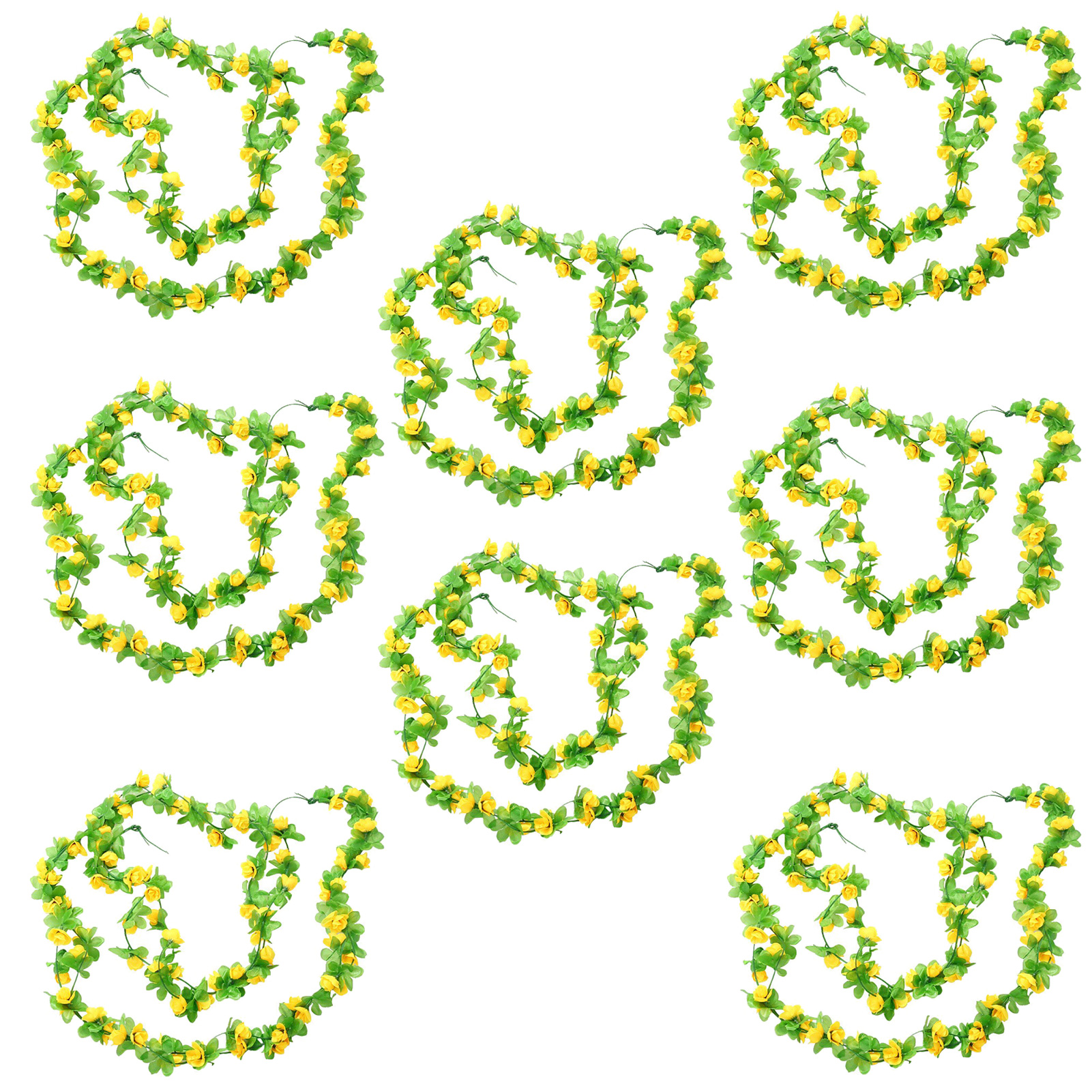 Set Mit 8 Kleinen Gelben Rosen, 40 Köpfe, Künstliche Rosengirlanden, Zaundekorationen, Wohnzimmer- Und Hochzeitsornamente, Wandbehänge, Künstliche Blumen.