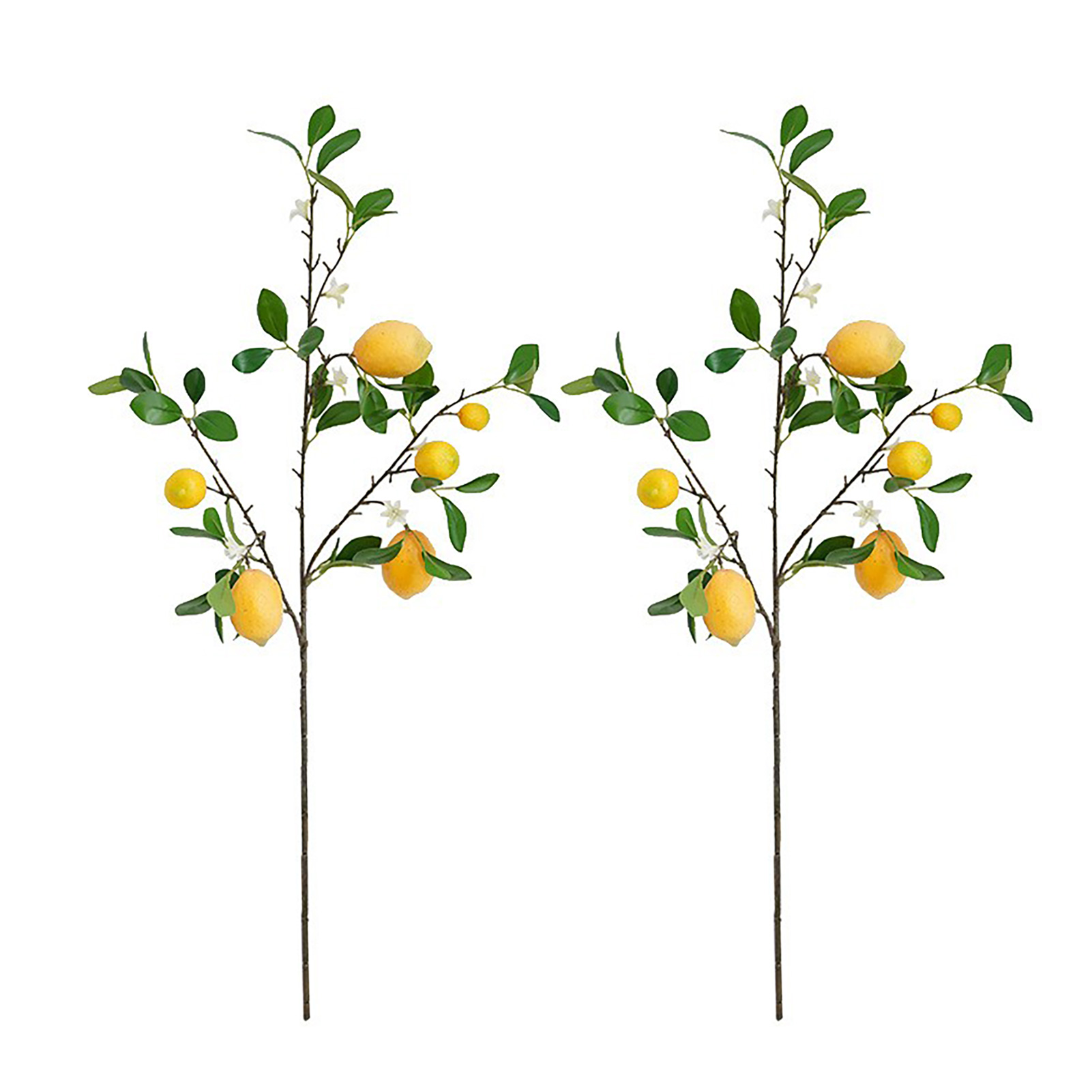 [6-köpfiger Zitronen-rosmarin-zweig] 2 Künstliche Zitronenzweige Mit Früchten, Frische Und Schlichte Dekoration Für Zuhause Oder Hotel, Schmuck Für Blumenarrangements