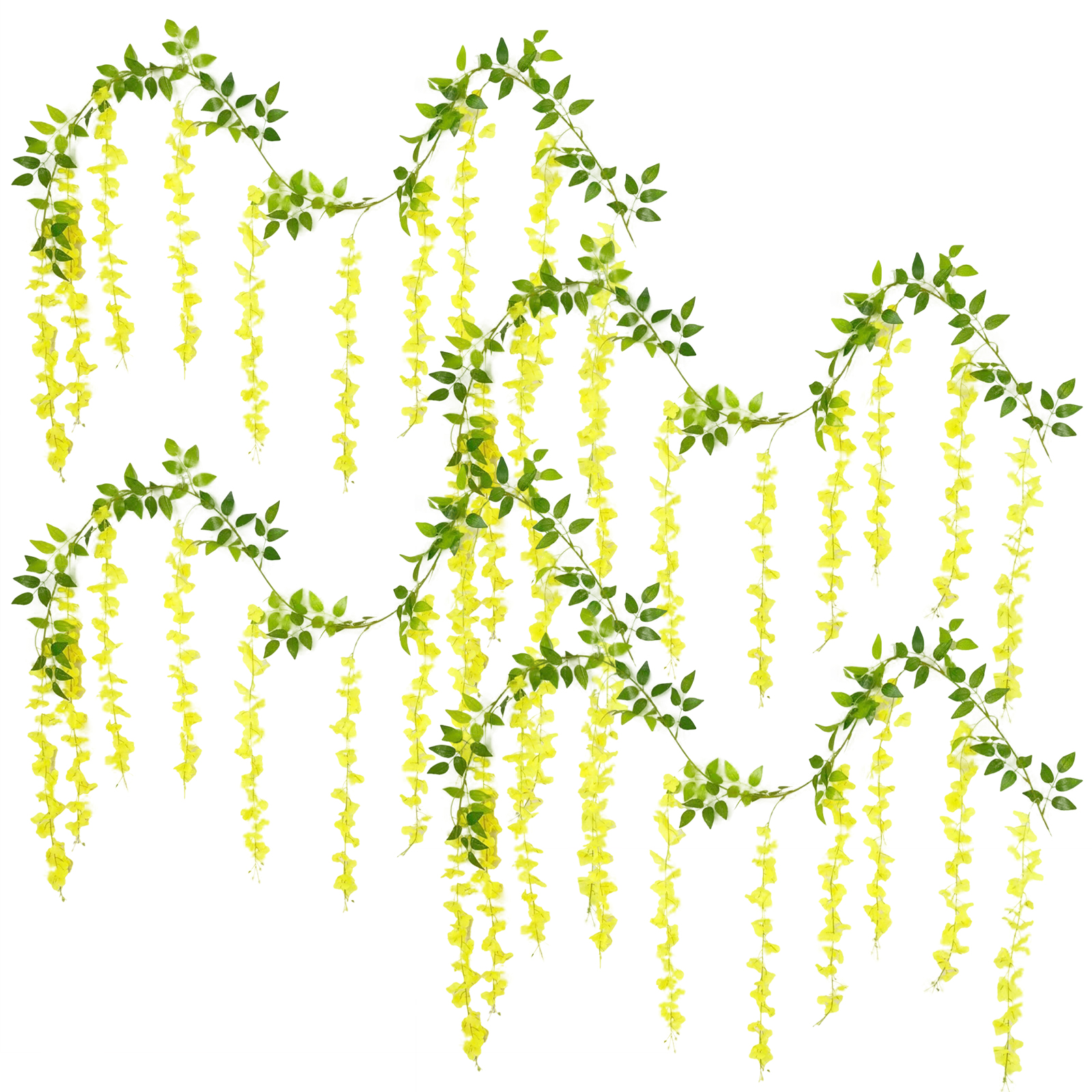 [gelb 4 Pro Beutel] 4 Künstliche Glyzinienblüten, Dekorativ Für Decke, Wand Oder Hochzeitsbogen.