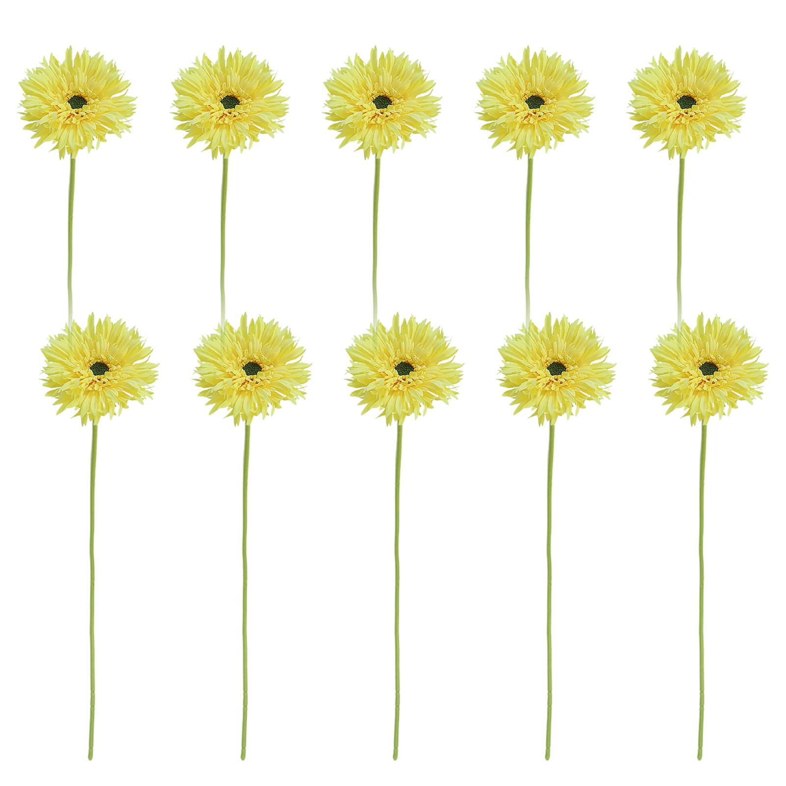 [gelb] 10 Frische Und Schlichte Künstliche Gerbera Mit Gebürstetem Stiel, Moderne Und Minimalistische Inneneinrichtung.