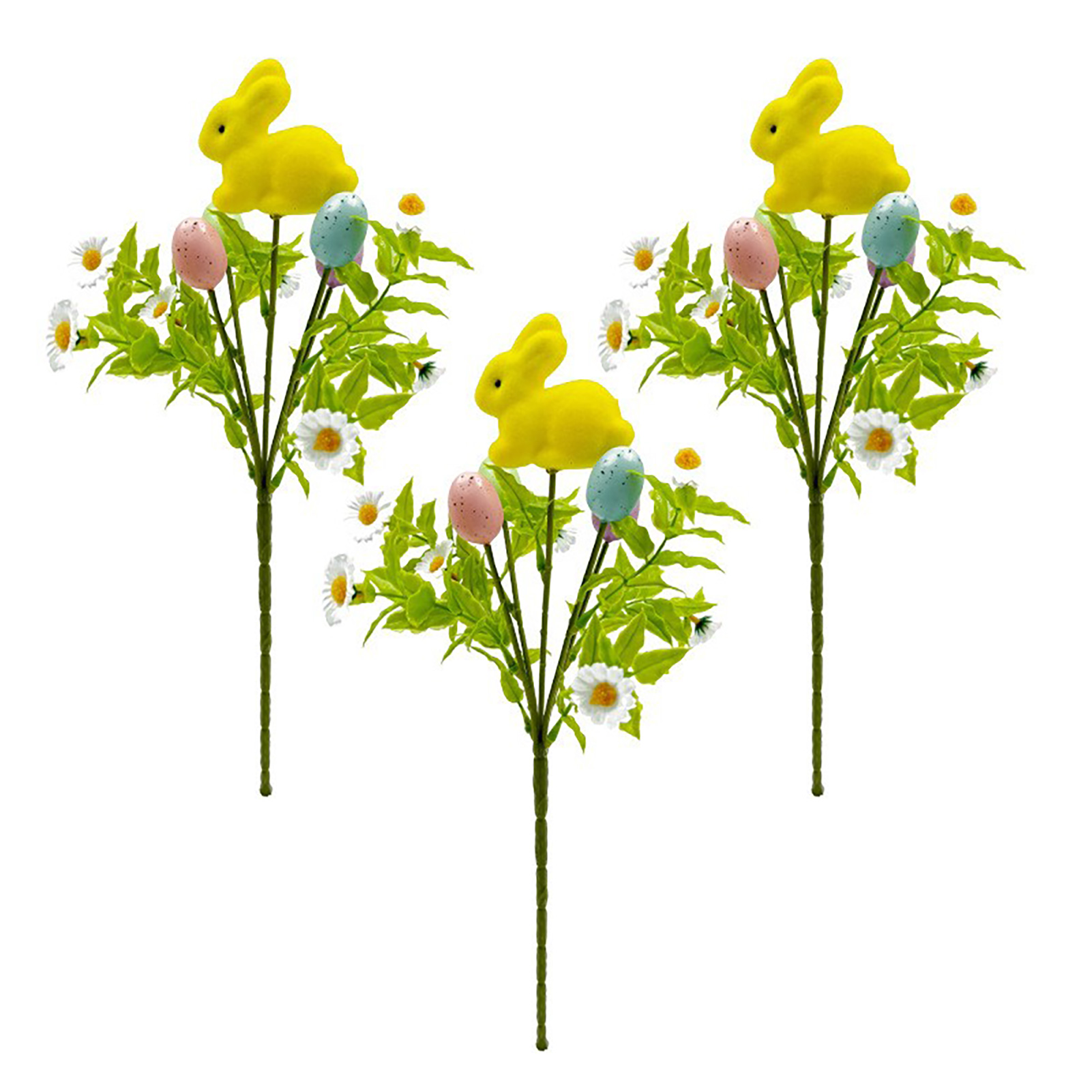 【kleines Bis Mittelgroßes Osterei, Stil C, Gelbes Kaninchen Nini A10770】set Mit 3 Künstlichen Ostereiern Mit Blumen Und Schaumstoffdekorationen.