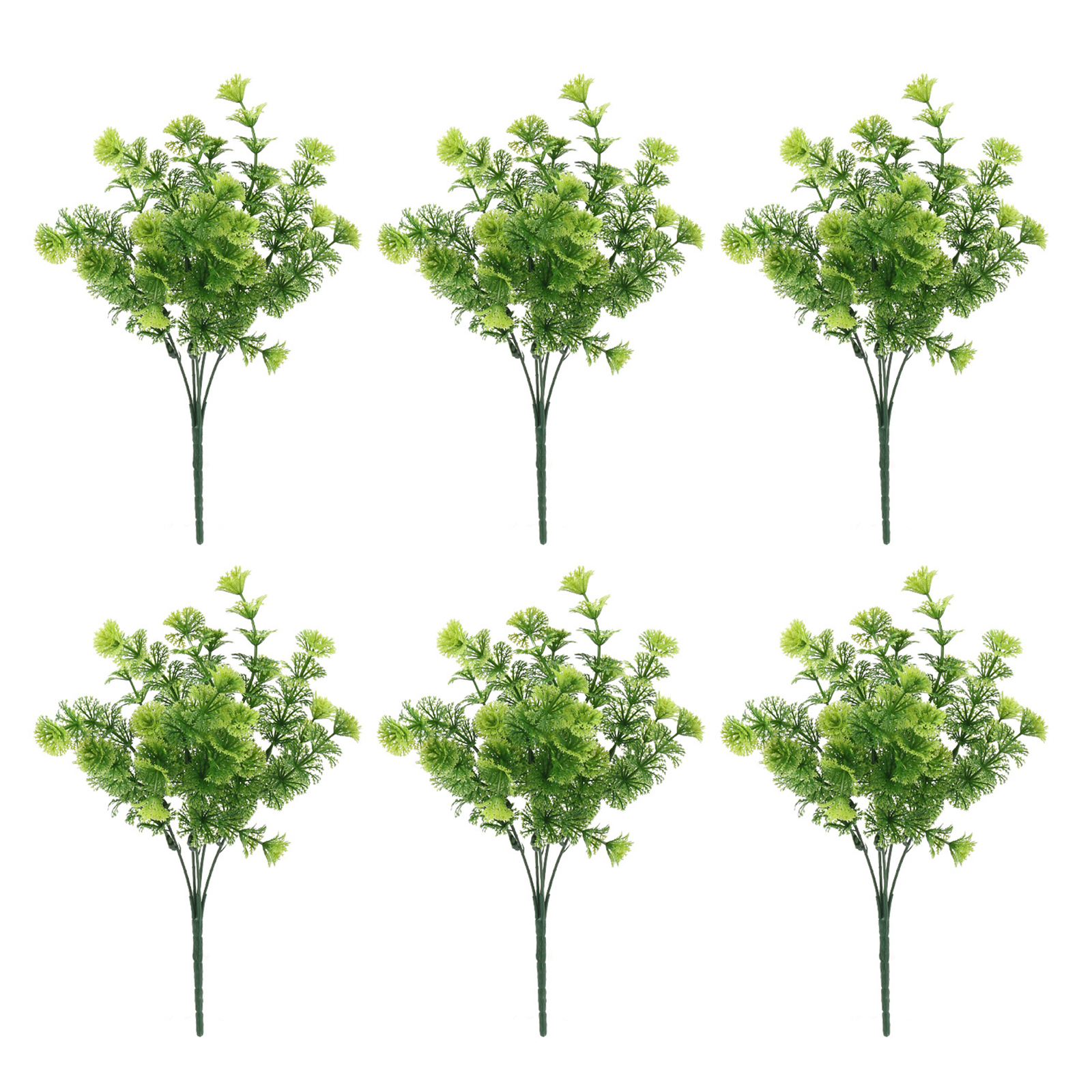 (6 Stück, Doppelt Grün, Produkthöhe: 32,5 Cm) Künstliche Blumen Und Gras Mit 5 Zweigen [6 Stück Pro Packung]