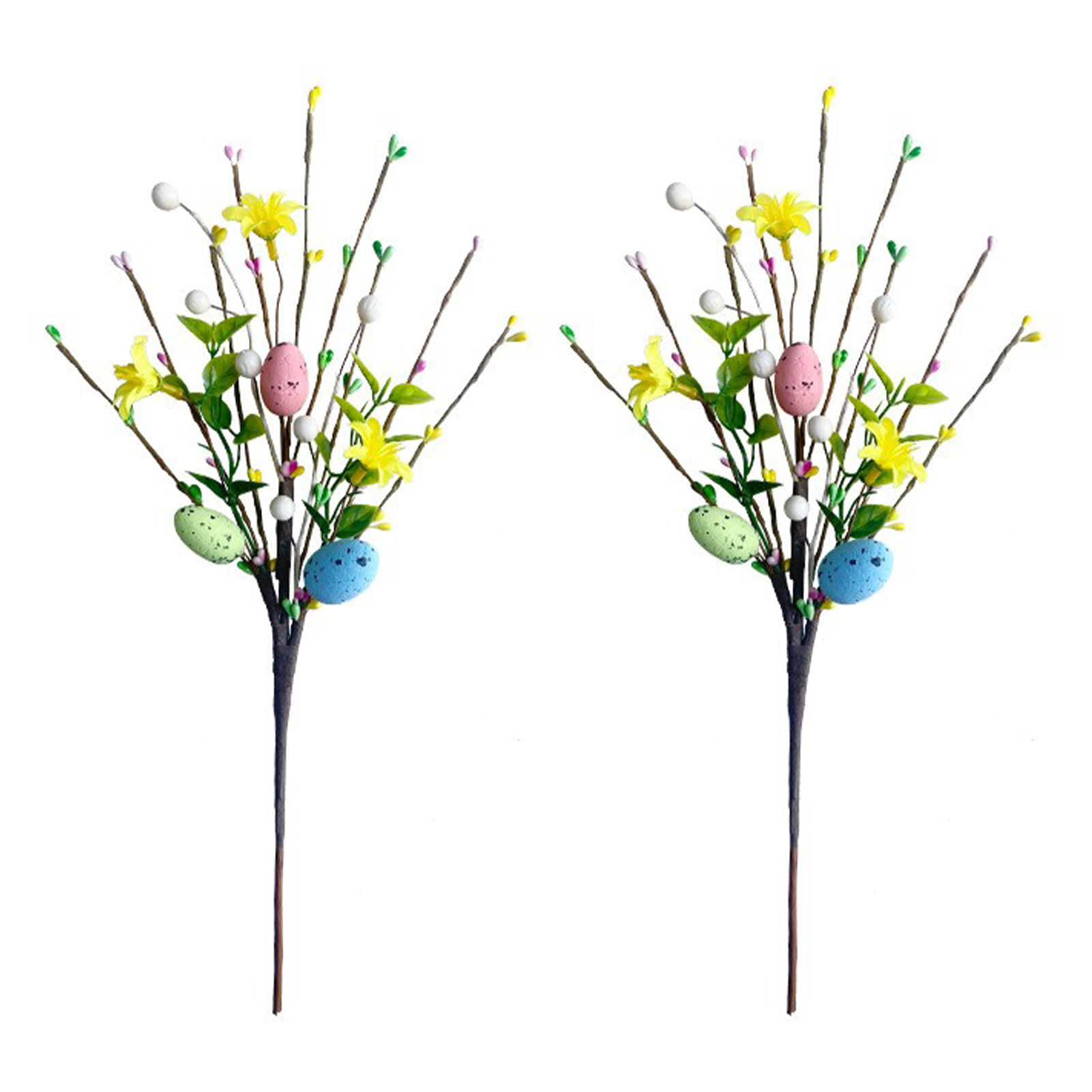 (ostereier, Reisperlen, Algen, Kleine Sträuße, Gelbe Tigerorchidee A08962) 2 Stück Pro Packung, Künstliche Ostereiersträuße, Schaumstoff-ostereier, Reisperlen, Festliche Blumenarrangements, Heimdekora
