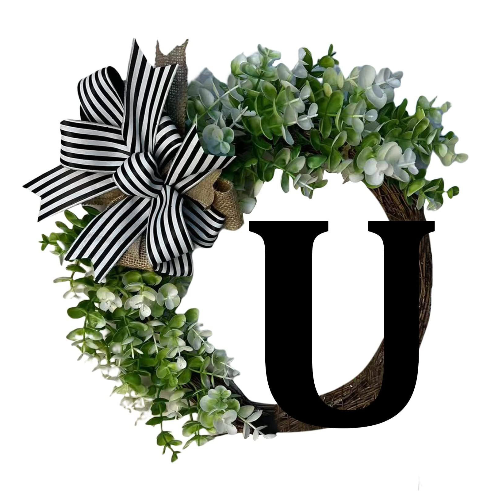 (u) Willkommensschild Mit 26 Buchstaben A-z, Eukalyptuskranz Und Schleife, Türschild.