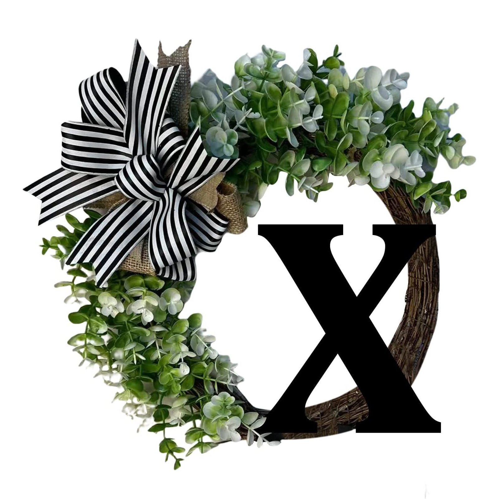 (x) Willkommensschild Mit 26 Buchstaben A-z, Eukalyptuskranz Und Schleife, Türschild
