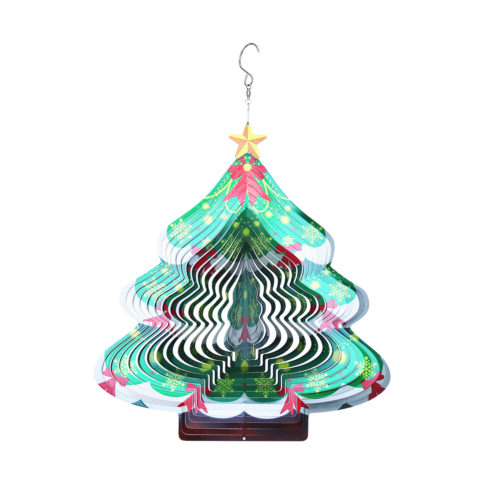 3d-windspiel, Rustikale Zimmerpflanzendekoration, Drehbarer Weihnachtsbaumschmuck Aus Edelstahl, 294 Mm, Grün