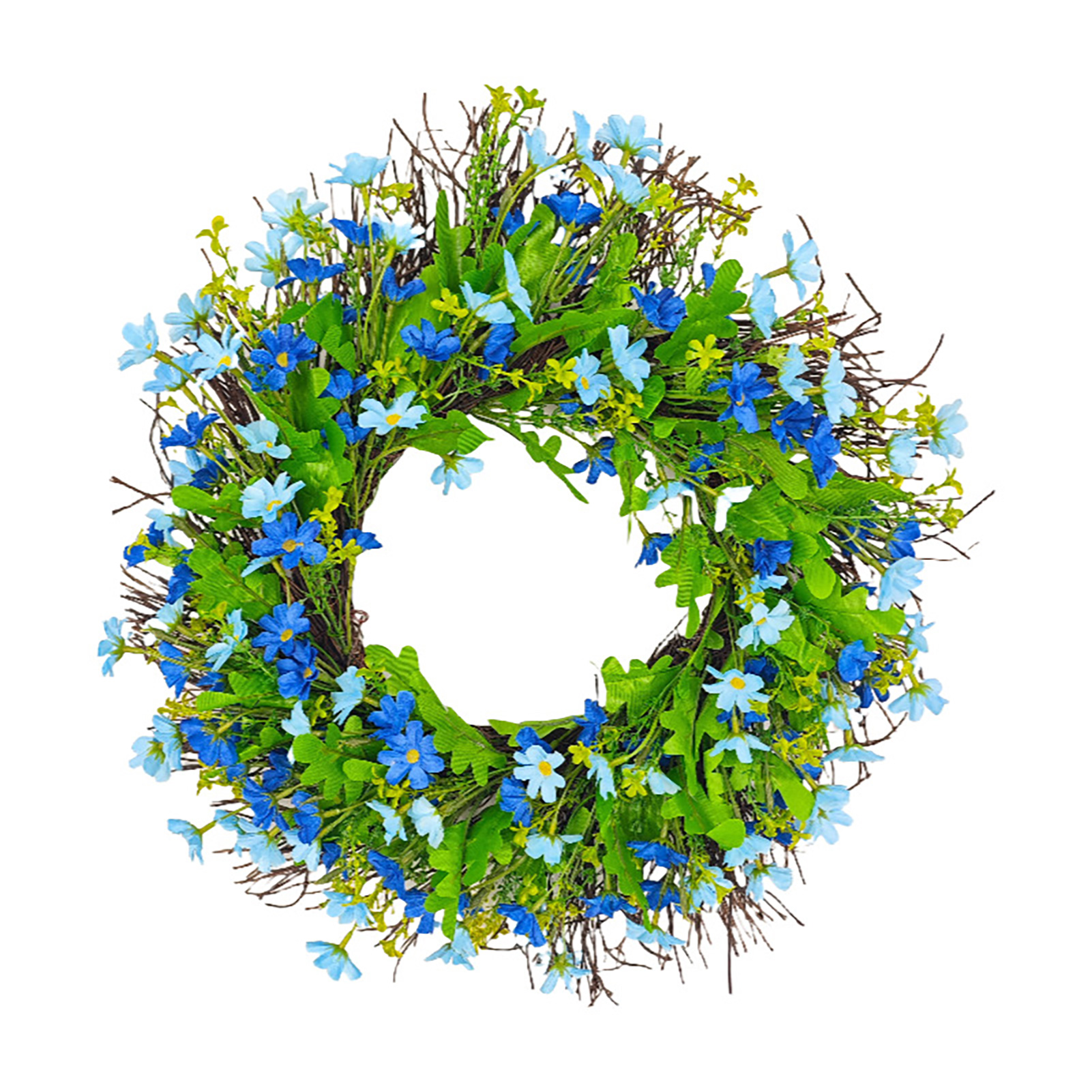 45 Cm Großer Frühlingsblumenkranz Mit Wildblumen Und Grünen Blättern, Künstliche Blumen, Frühlings-/sommerdekoration Zum Muttertag (45 Cm)