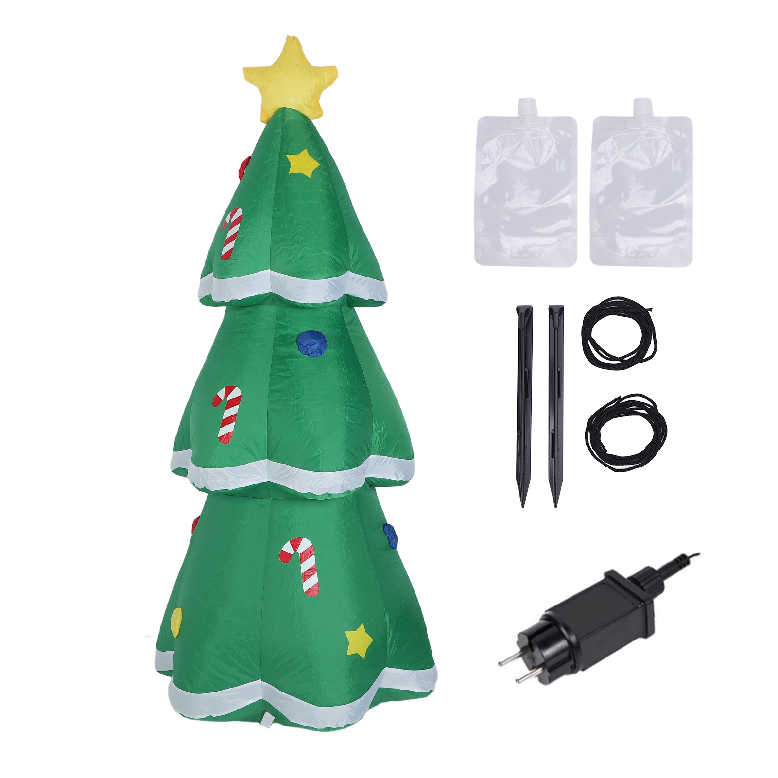 Aufblasbarer Weihnachtsbaum (1,5 M) Mit Led-beleuchtung, Hergestellt Aus Wasserabweisendem 210t Polyester (ip44), Musikalische Dekoration Für Garten, Rasen Und Gartenpartys, 220-240v Europäischer Stec