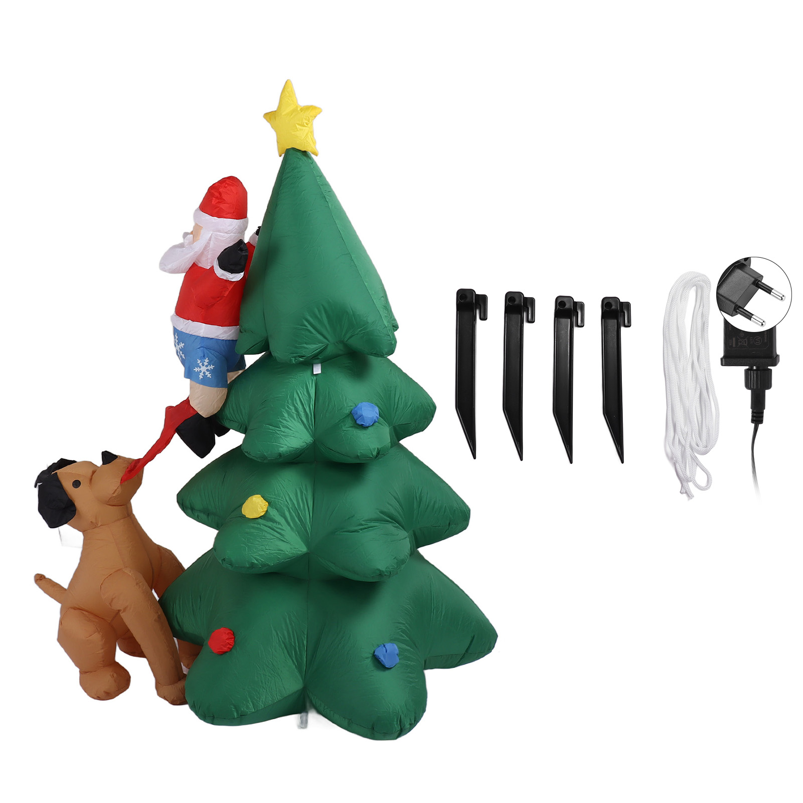 Aufblasbarer Weihnachtsbaum (1,8 M) Mit Lichterkette, Leisen Hochleistungslüftern, Dekoration Für Drinnen Und Draußen (garten), 100–240 V Eu-stecker