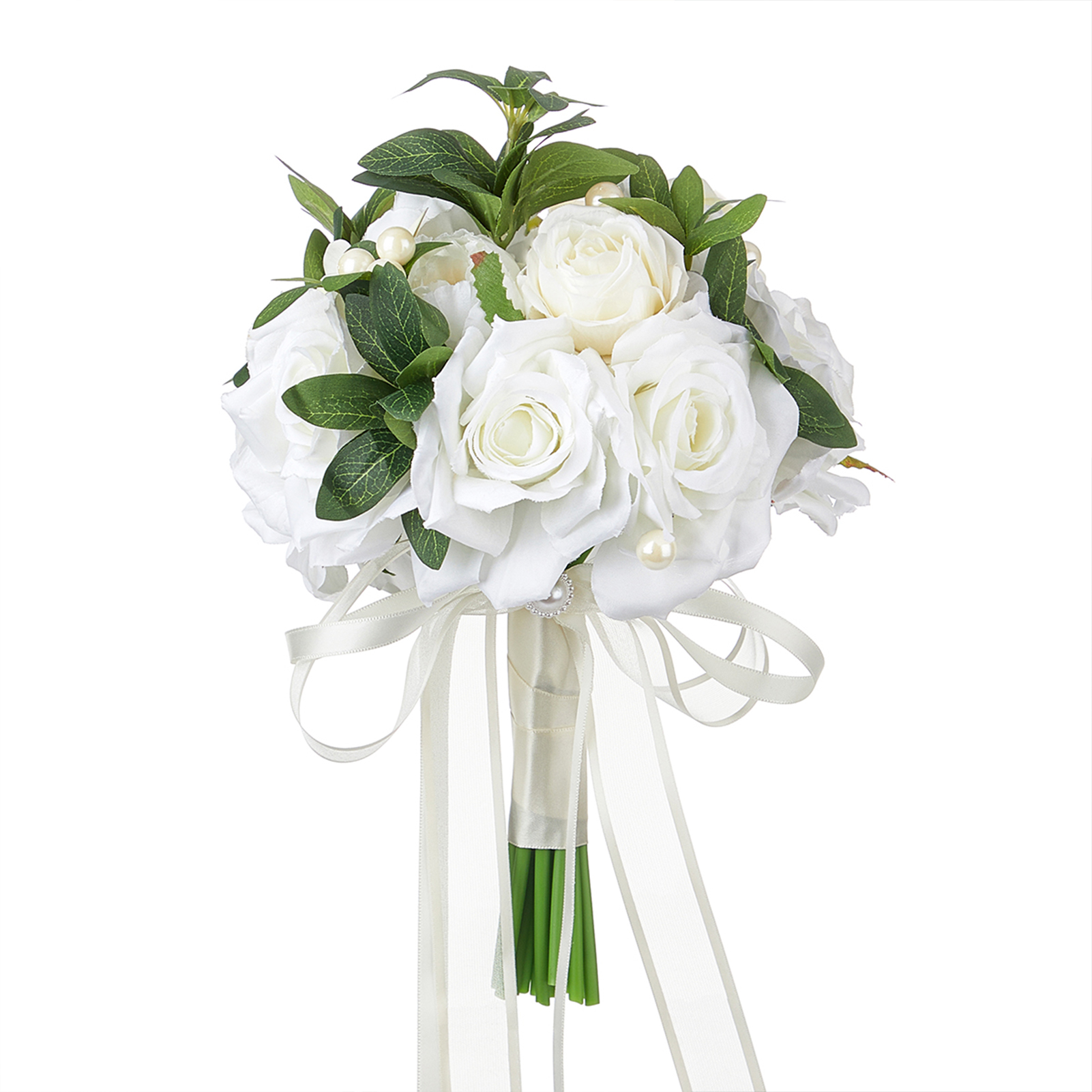 Brautstrauß Aus Natürlichen Grünen Rosen, Eleganter Spitzenstrauß, Hochzeitsstrauß Aus Frischen Arhat-blättern