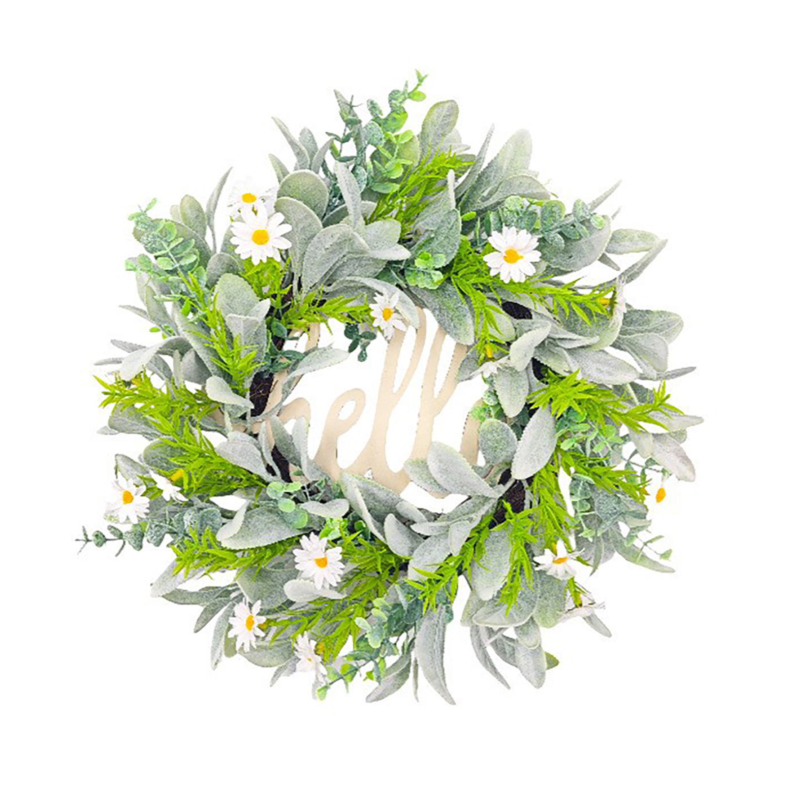 Frühlings- Und Sommerblumenkränze, Ganzjährige Hängedekorationen, „hallo“-schilder, Künstliche Lammohr-blumenkränze, Türdekorationen