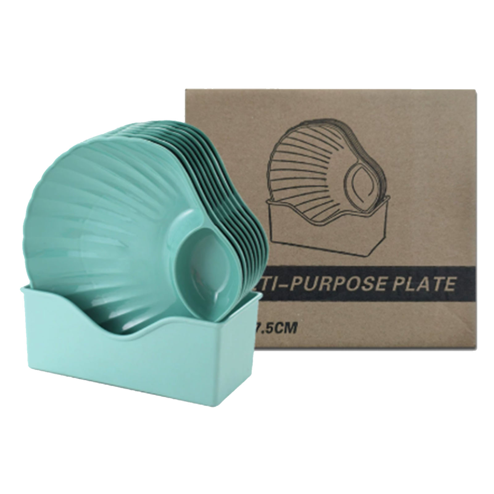 Set Mit 8 Wiederverwendbaren, Muschelförmigen Tellern Im Japanischen Stil Mit Dipfach, Ideal Für Vorspeisen, Desserts Und Partys. Farbe: Grün.