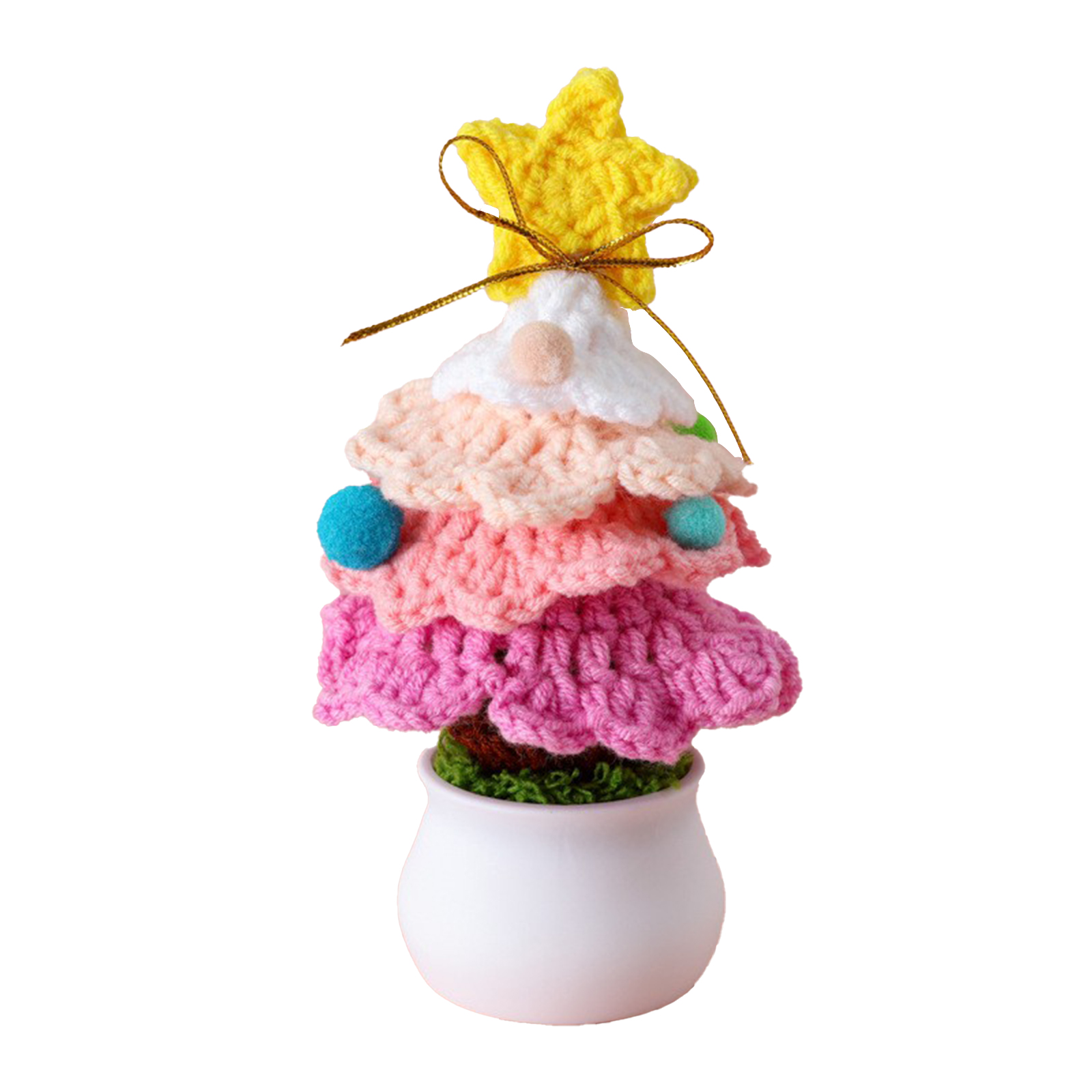Gestrickter Mini-weihnachtsbaum, Gehäkelter Weihnachtsbaum-bonsai, Dekoration Für Kaufhäuser, Geschäfte Und Zuhause, Rosa